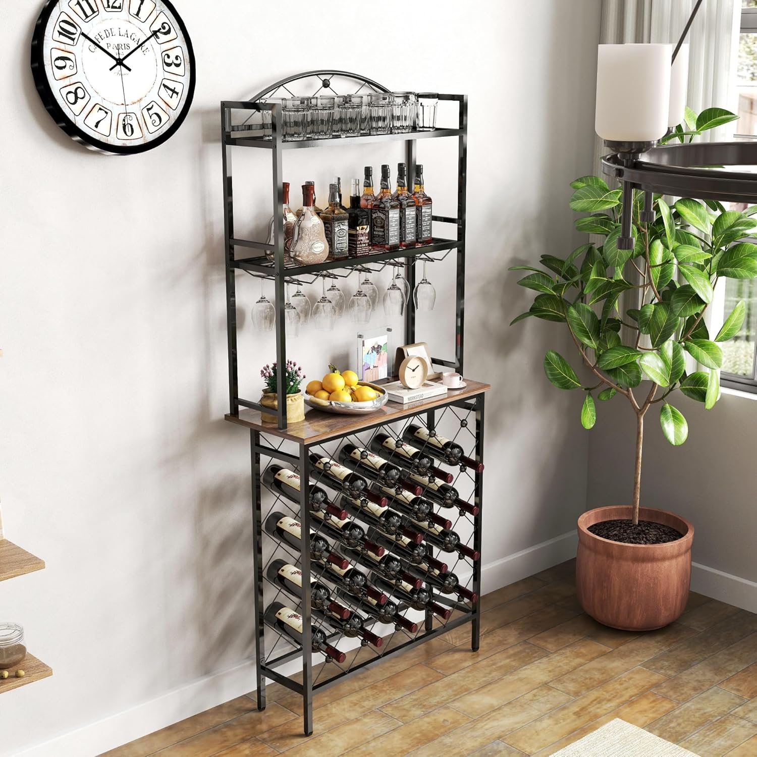 ETAZMDITE 3-Tier Industrial Wine Rack Bar Table