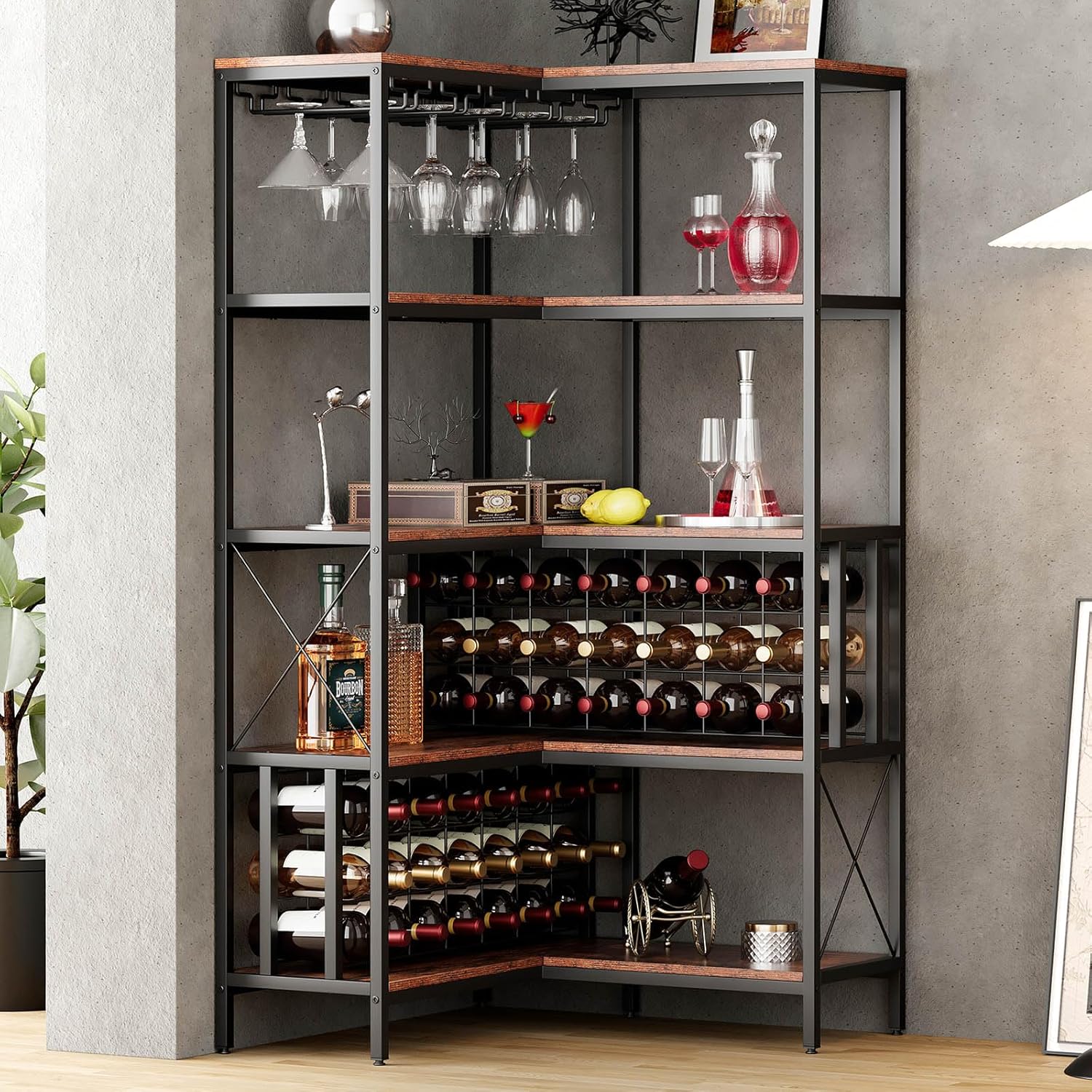 Industrial Corner Wine Rack with 20 Bottle Capacity