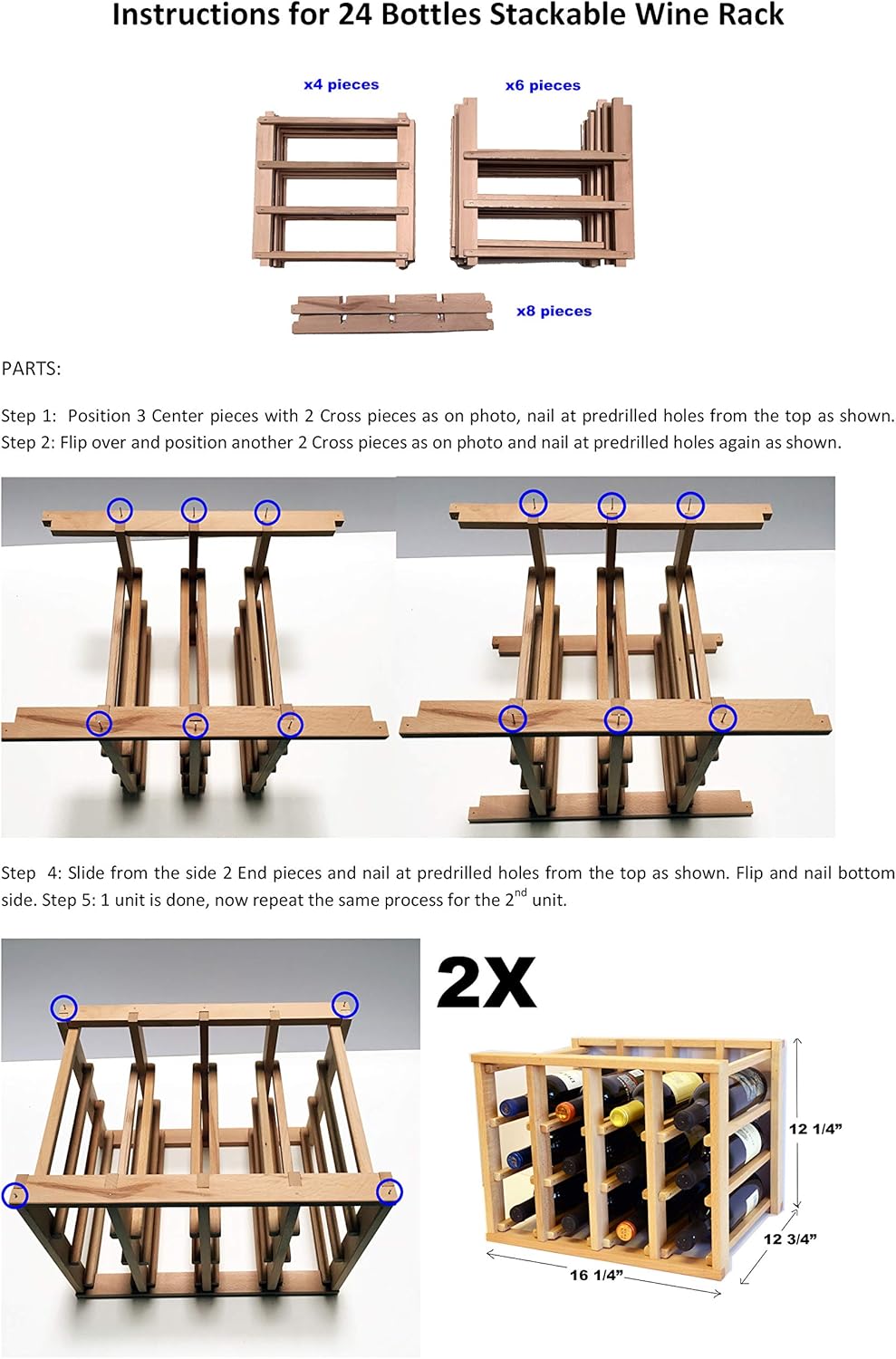 24 Bottle Modular Stackable Wine Rack