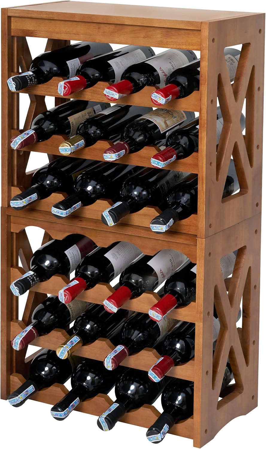 YCICI Wine Rack for 28 Bottles 12 Glasses