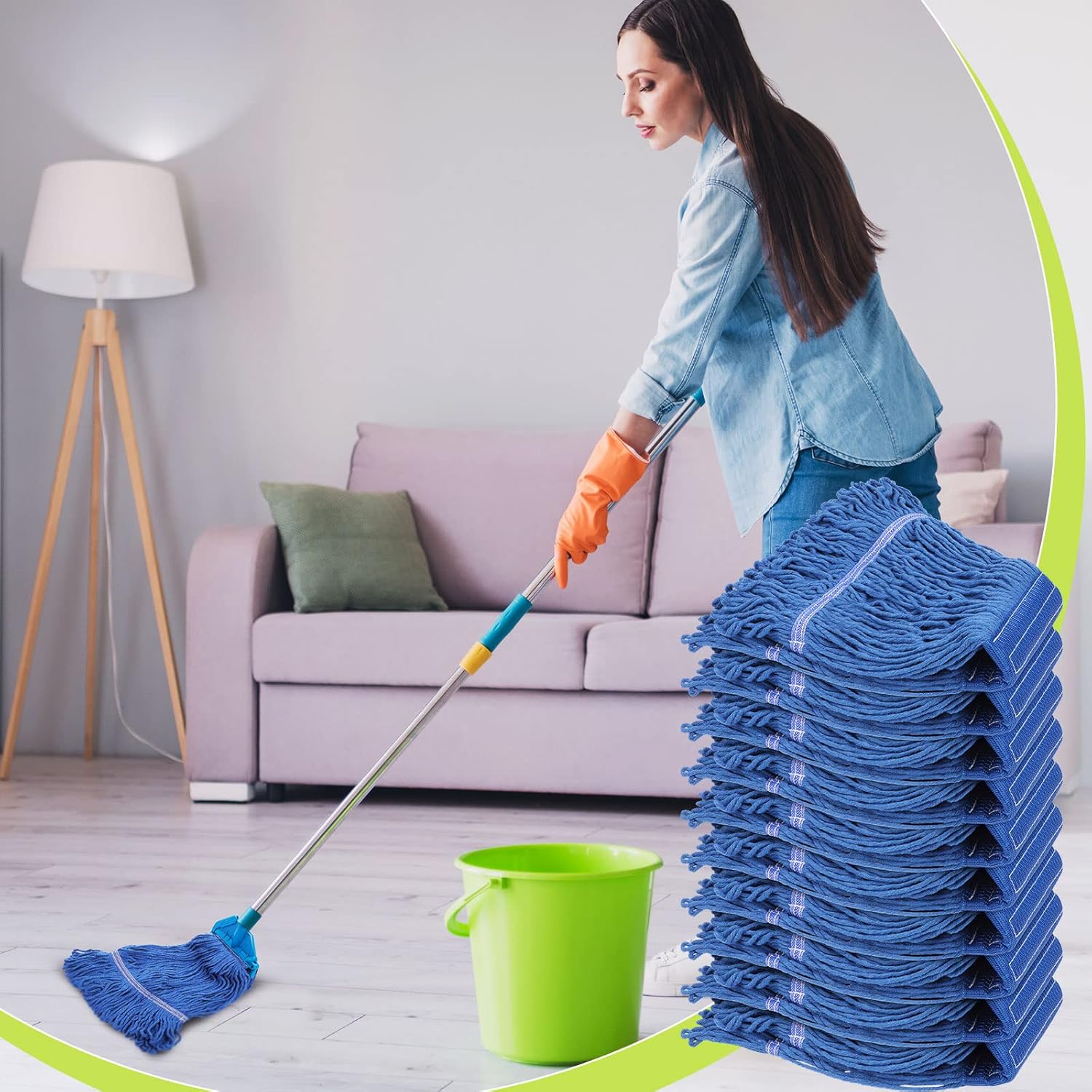 20-Pack SEEWEY Wet Mop Head Refills for Commercial and Home Use