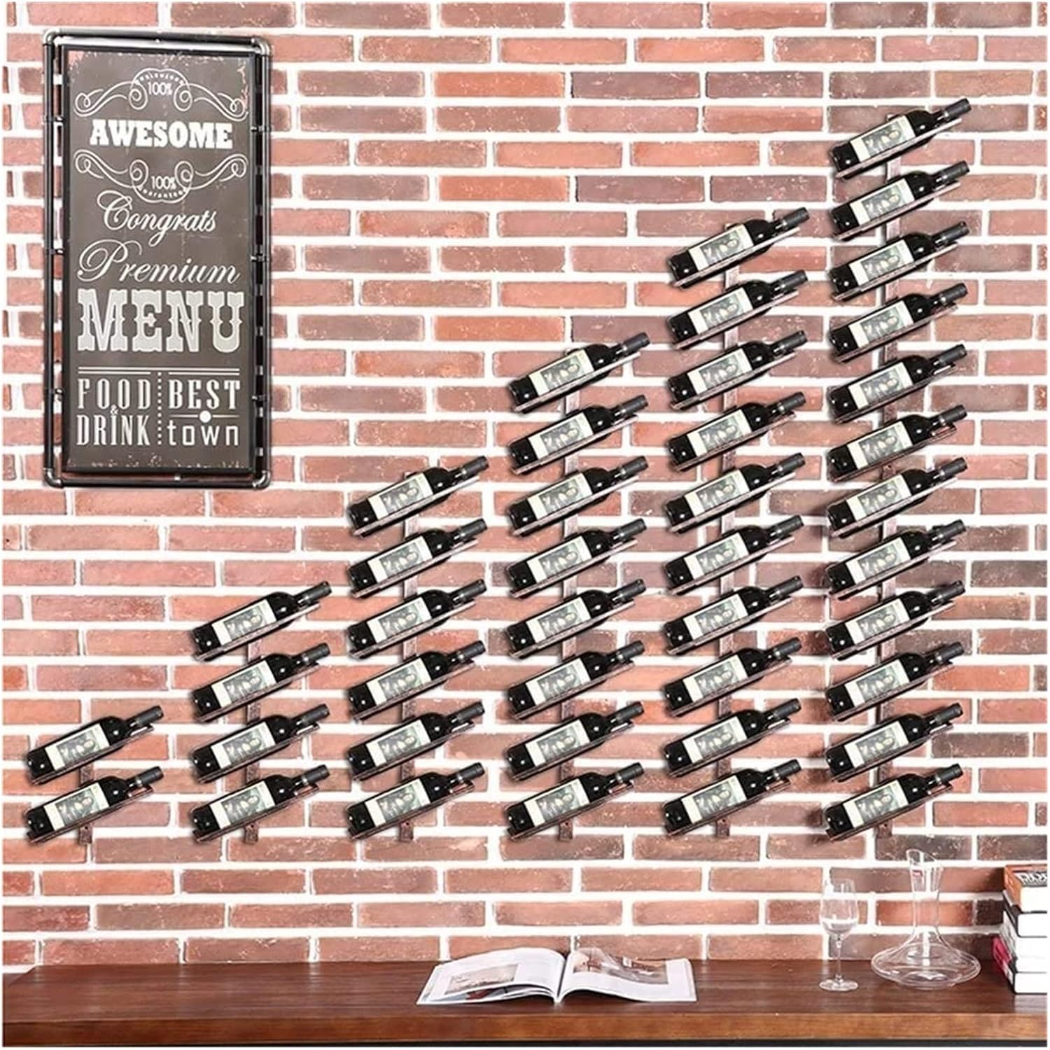 ALDEPO Wall-Mounted Wine Rack 4 Bottle Holder