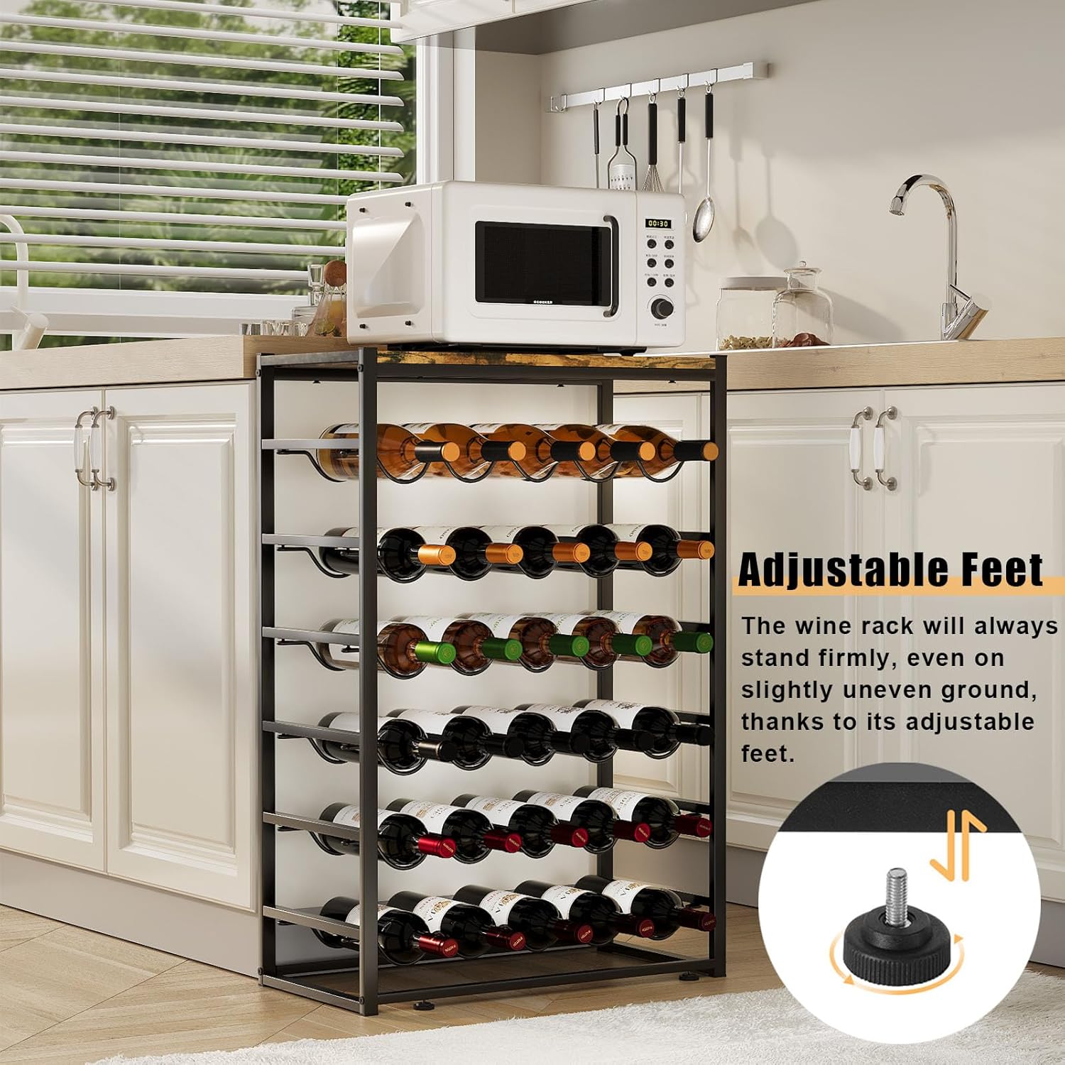 Urban Deco 6-Tier Wine Rack for 30 Bottles Black