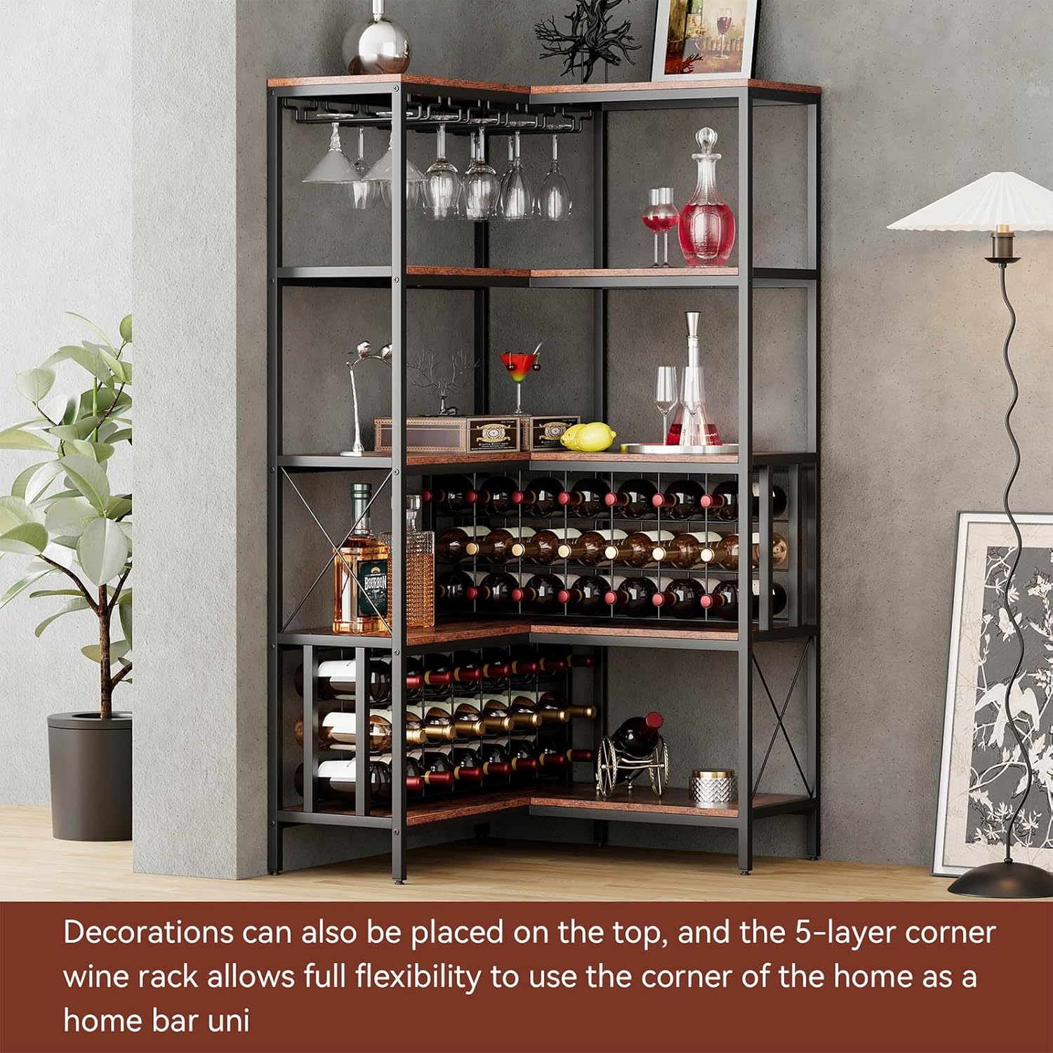 Industrial Corner Wine Rack with 20 Bottle Capacity