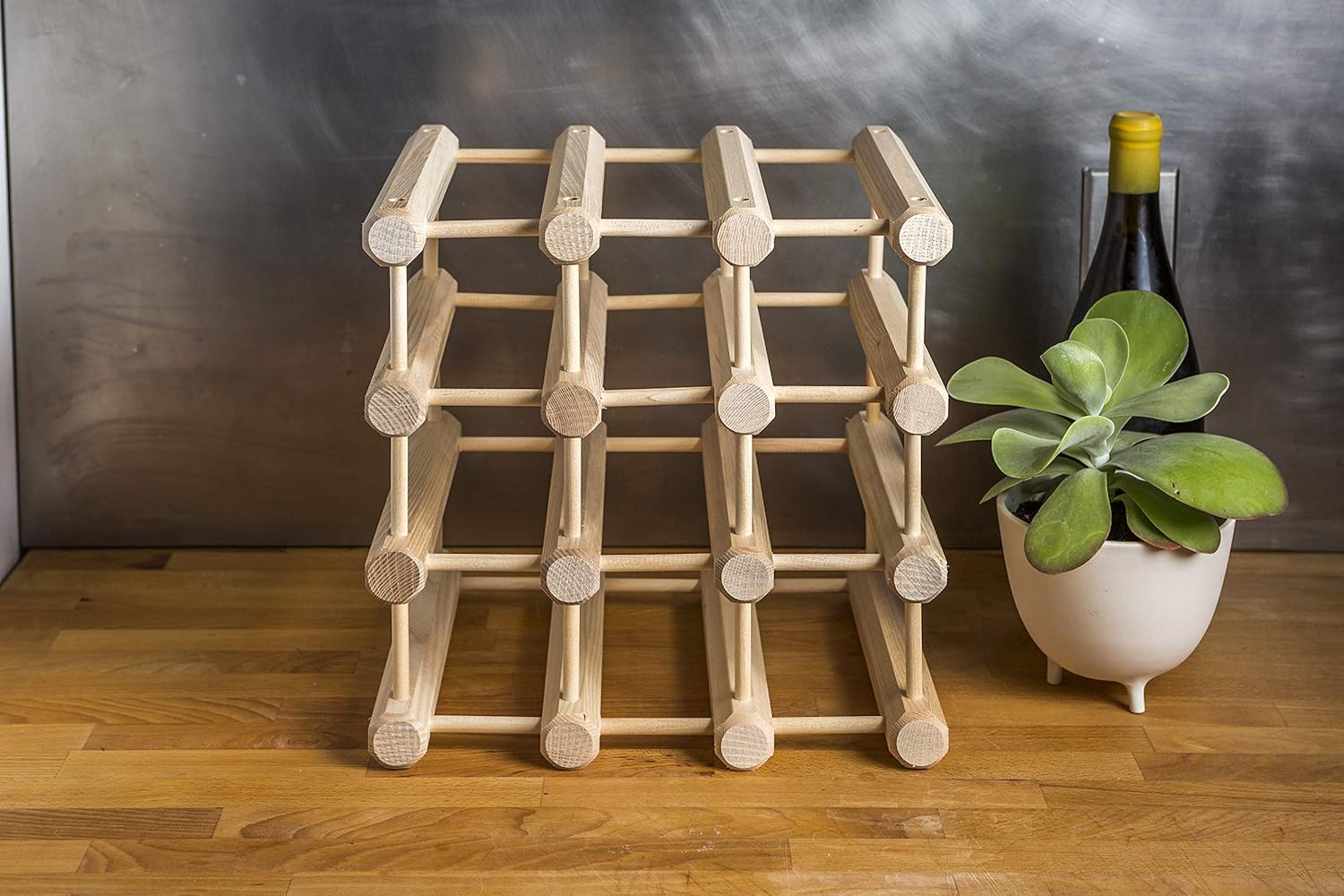 JK Adams 40 Bottle Ash Wood Wine Rack with Natural Pins 1