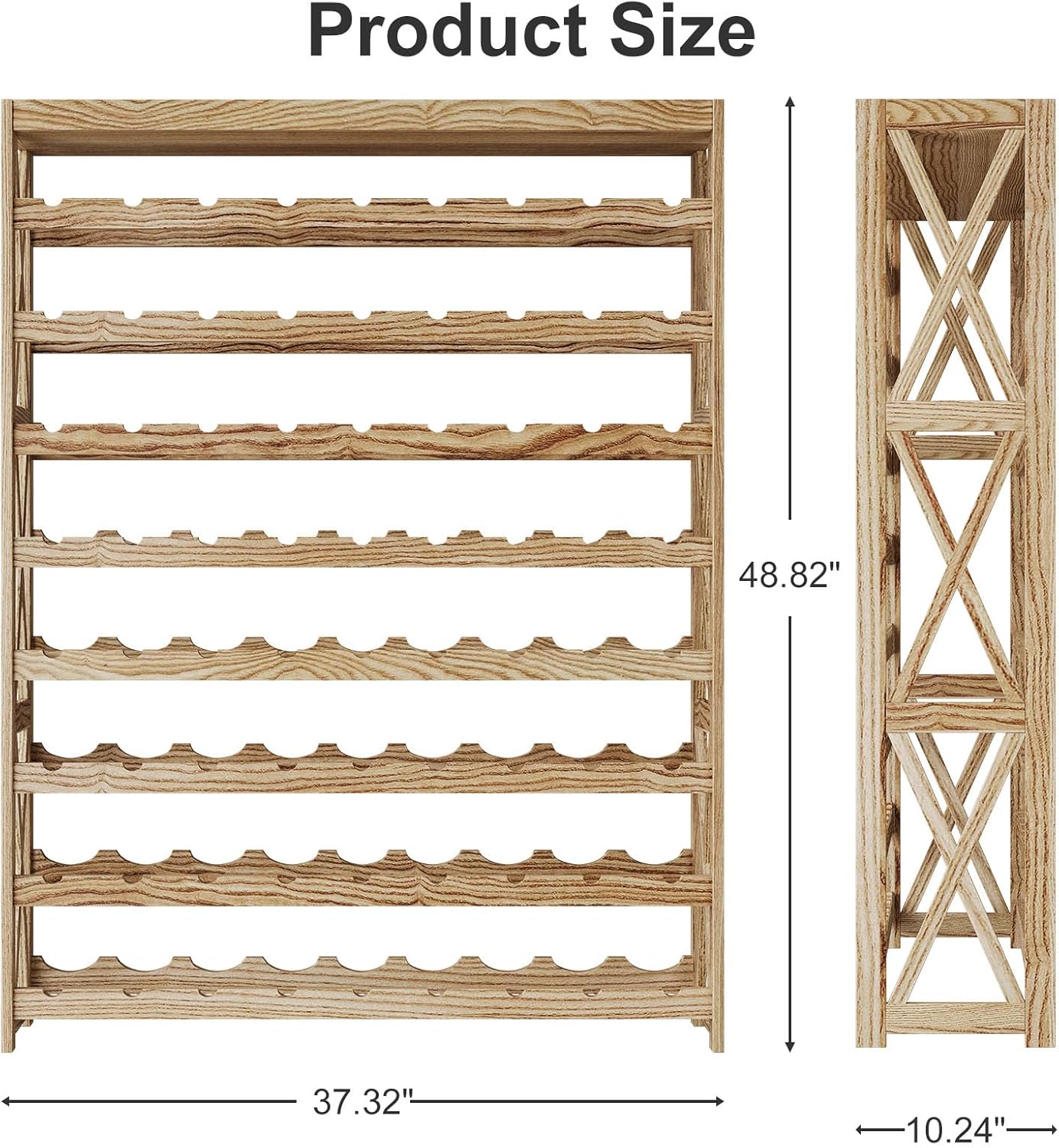 Real Wood 8-Tier Wine Rack for Home and Kitchen