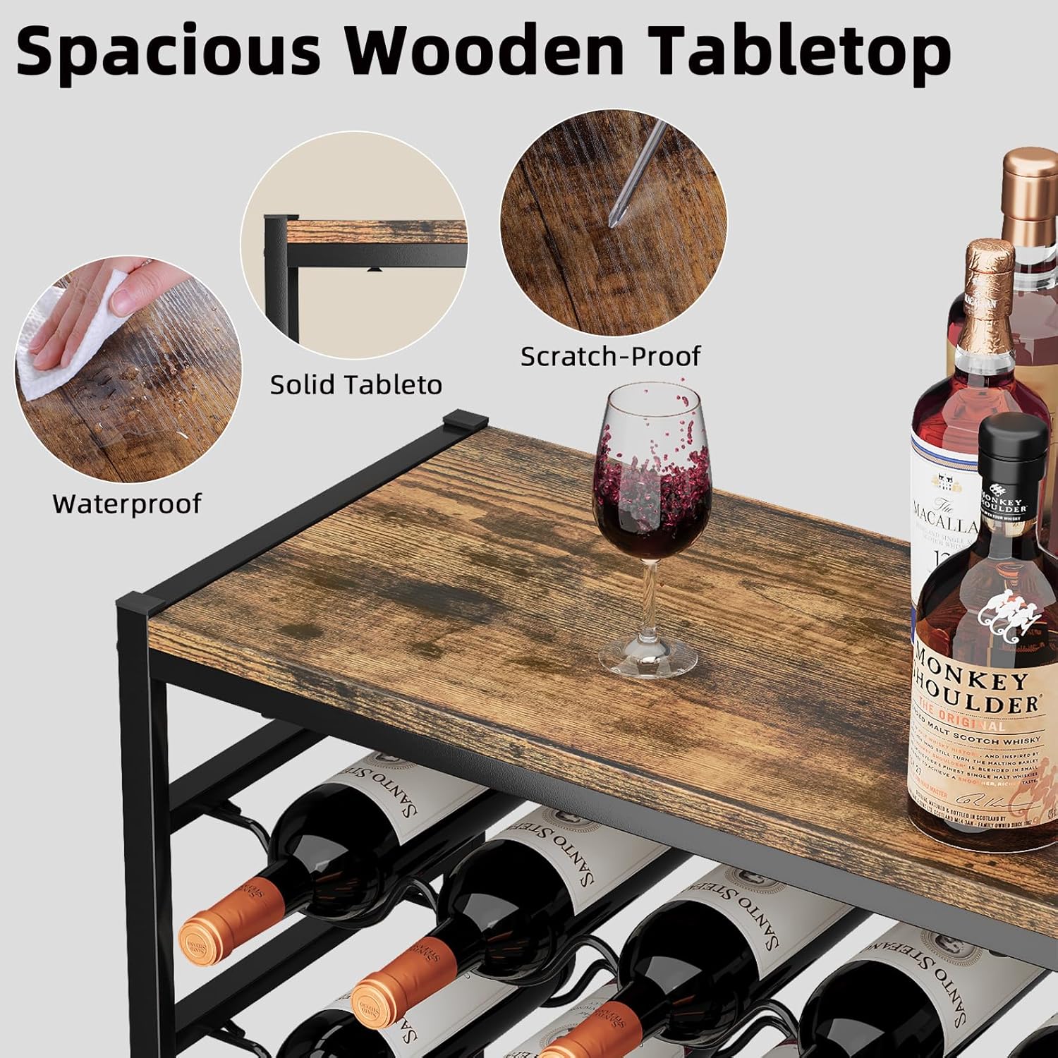 Urban Deco 6-Tier Wine Rack for 30 Bottles Black