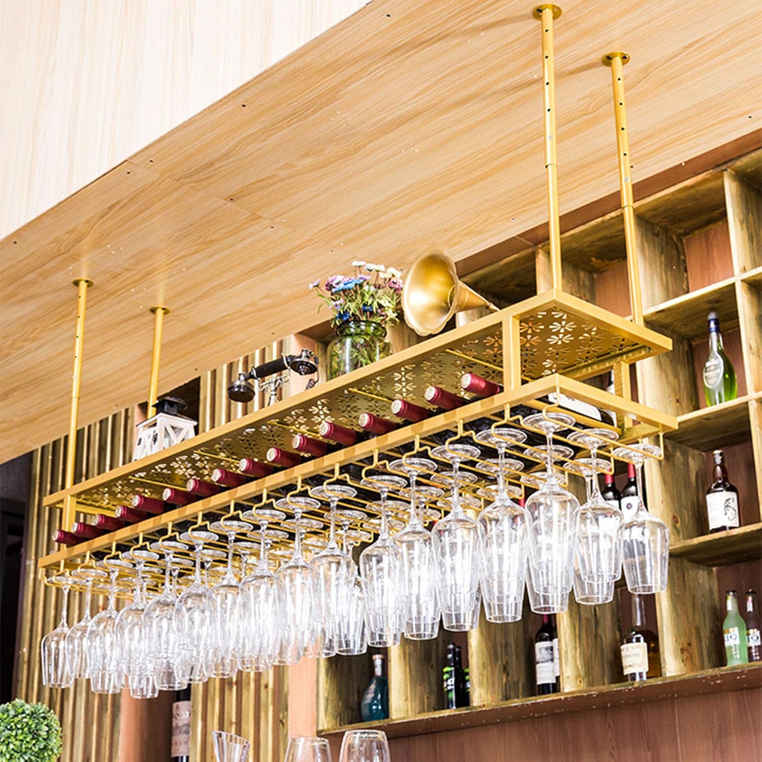 Wall-Mounted Wine Rack with Adjustable Height and Width 100cm