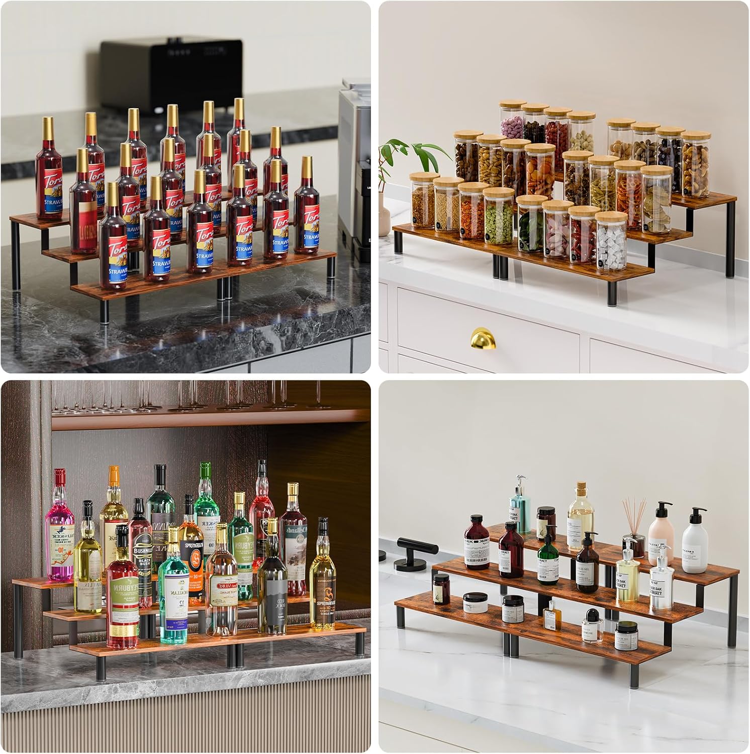 4 Pack Stackable Bottle Storage Rack for Water Bottles and Wine