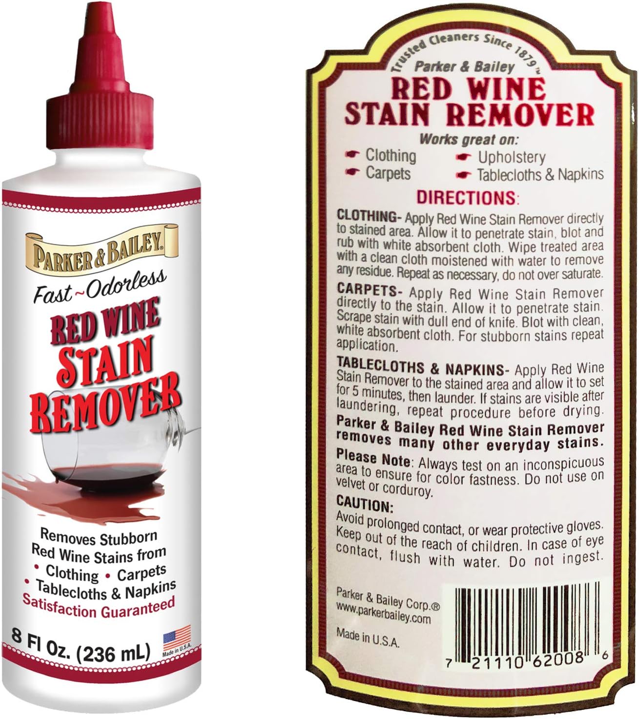 Parker Bailey Red Wine Stain Remover - 8 oz Fast Acting Odorless 1