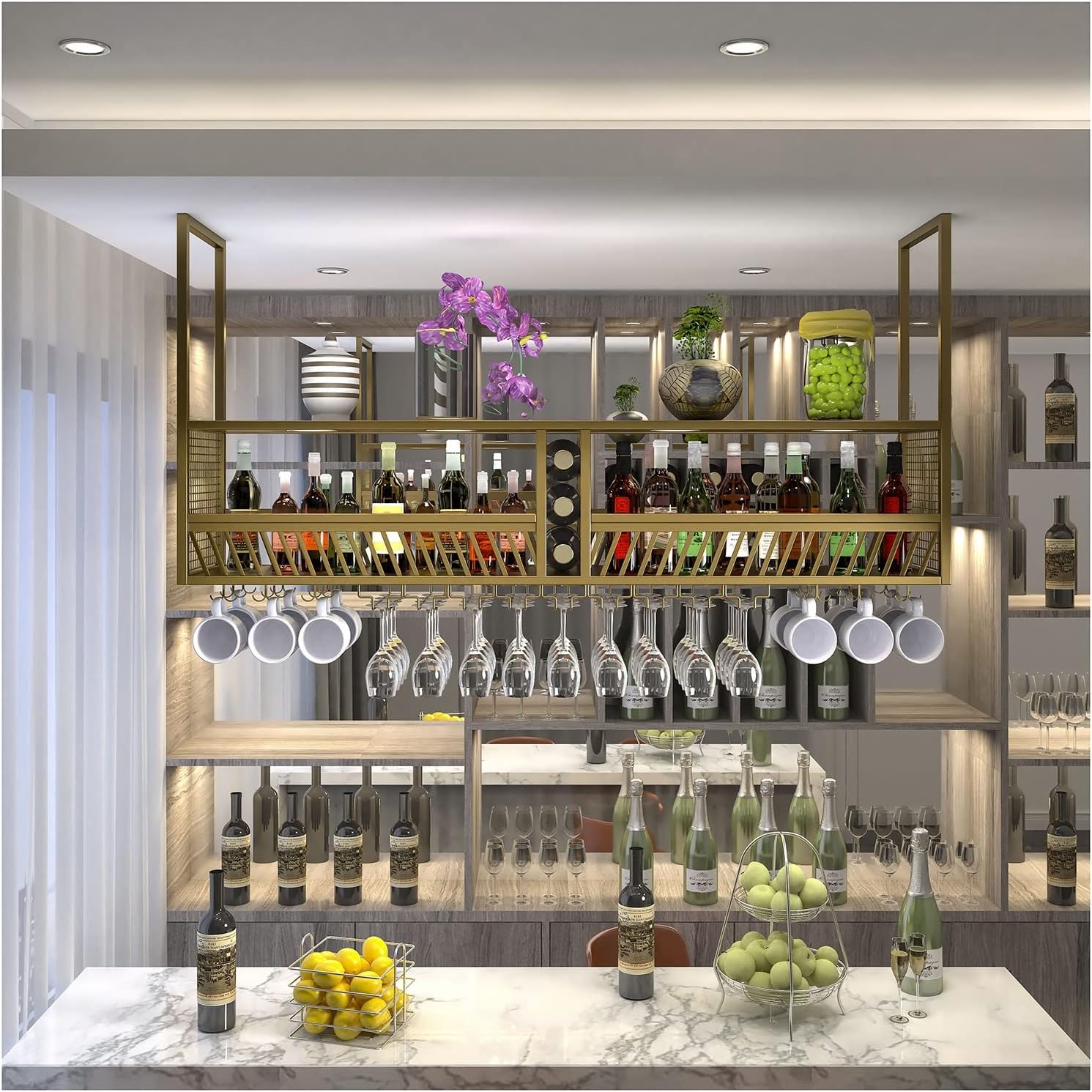 Hanging Wine Rack 2-Layer Wall Mounted Storage Shelf
