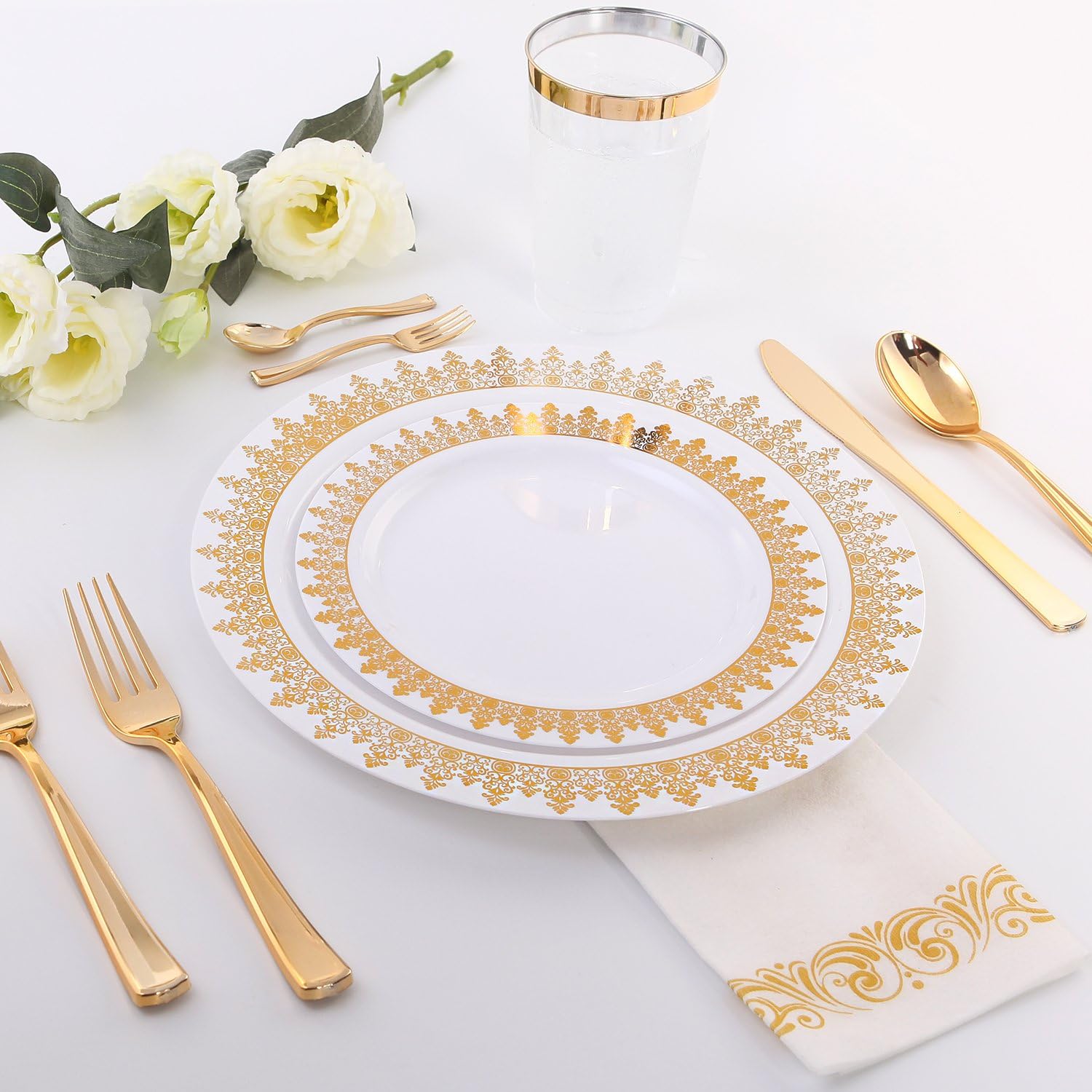 WDF 120 Pieces Gold Plastic Cutlery Set