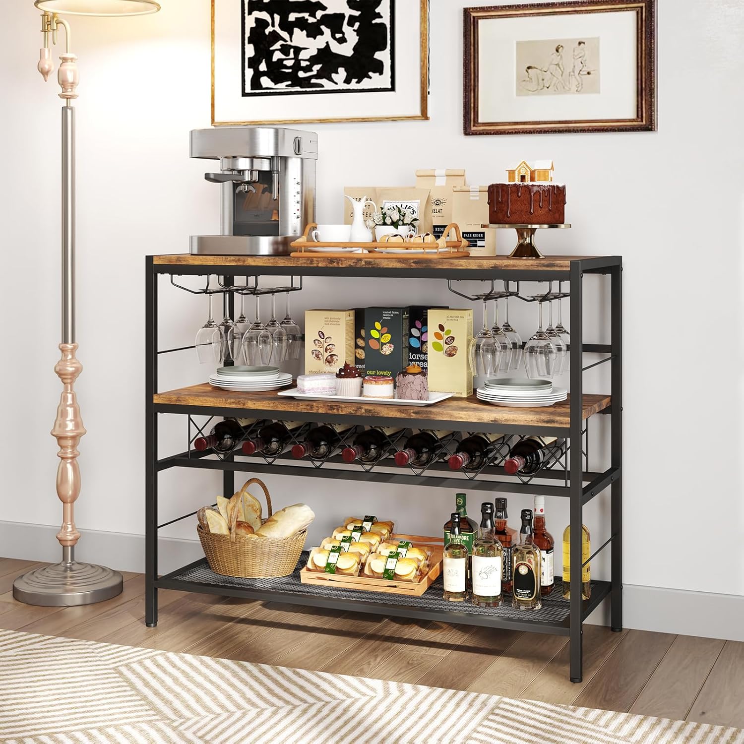 COSTWAY 41 Inch Freestanding Wine Rack Table
