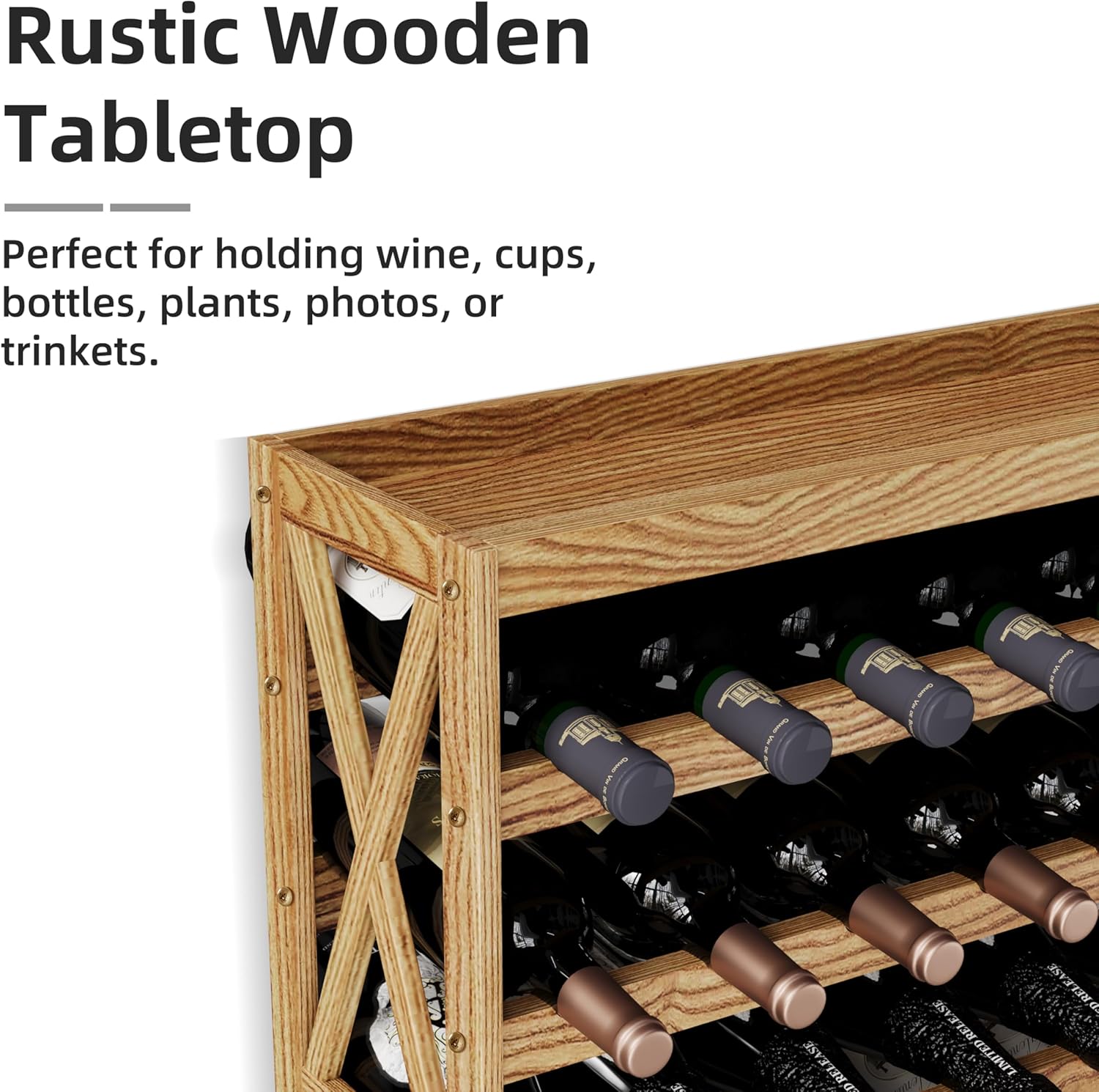 Solid Wood Wine Rack 8 Tier 72 Bottles Freestanding
