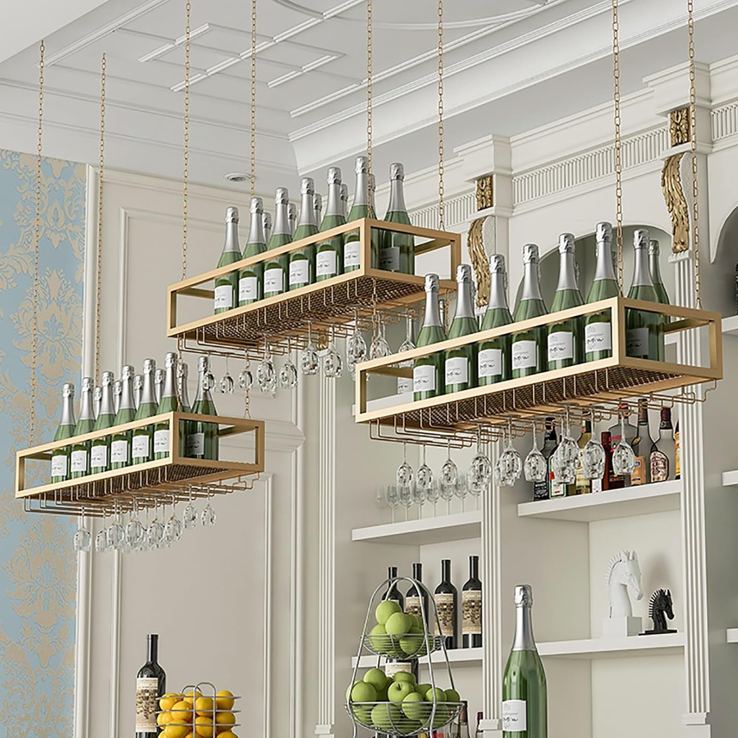 Ceiling Wine Glass Rack with Adjustable Height 1