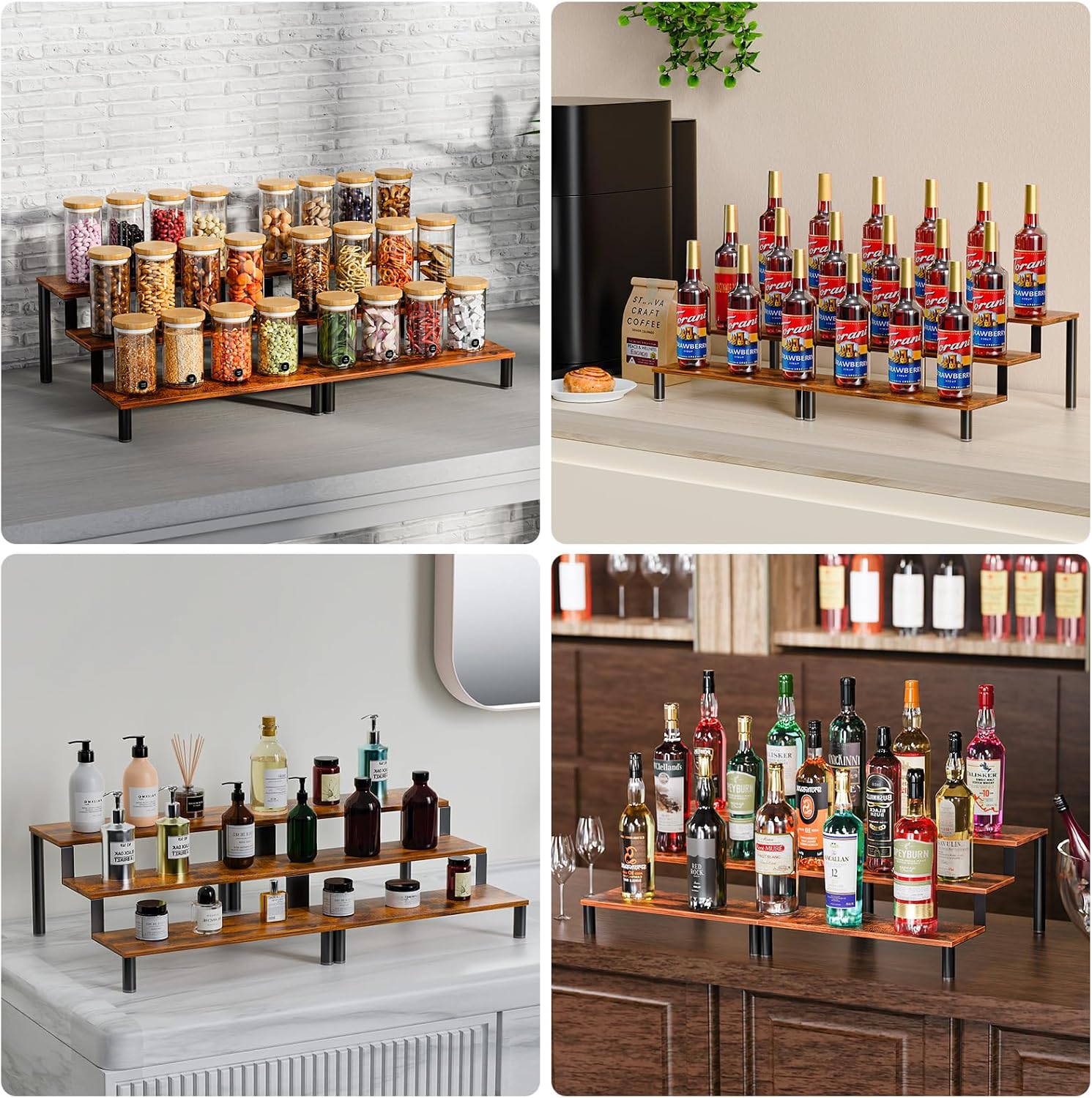 4 Pack Stackable Bottle Storage Rack for Water Bottles and Wine