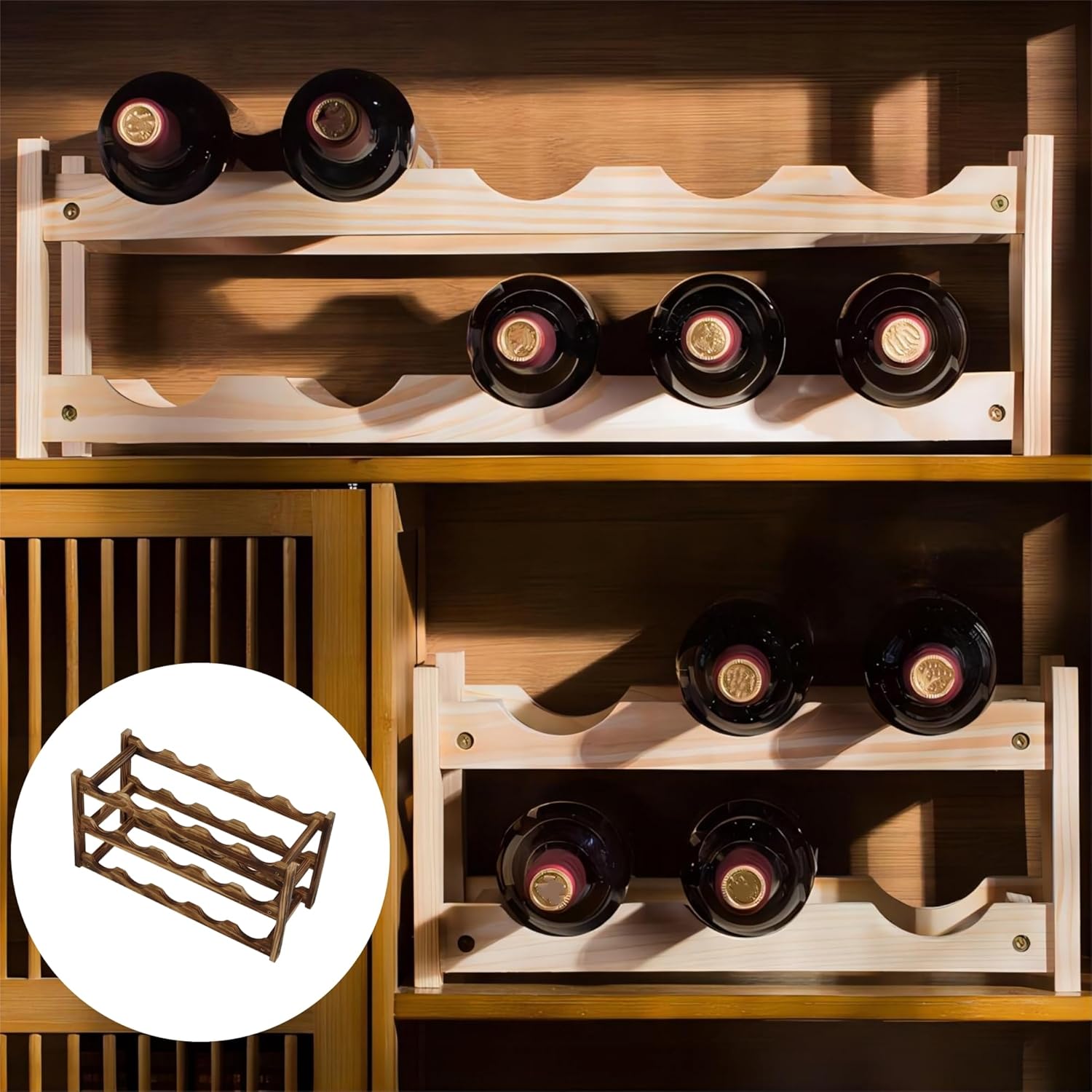 Zerodis 3 Layer Wine Rack with 15 Bottles Capacity