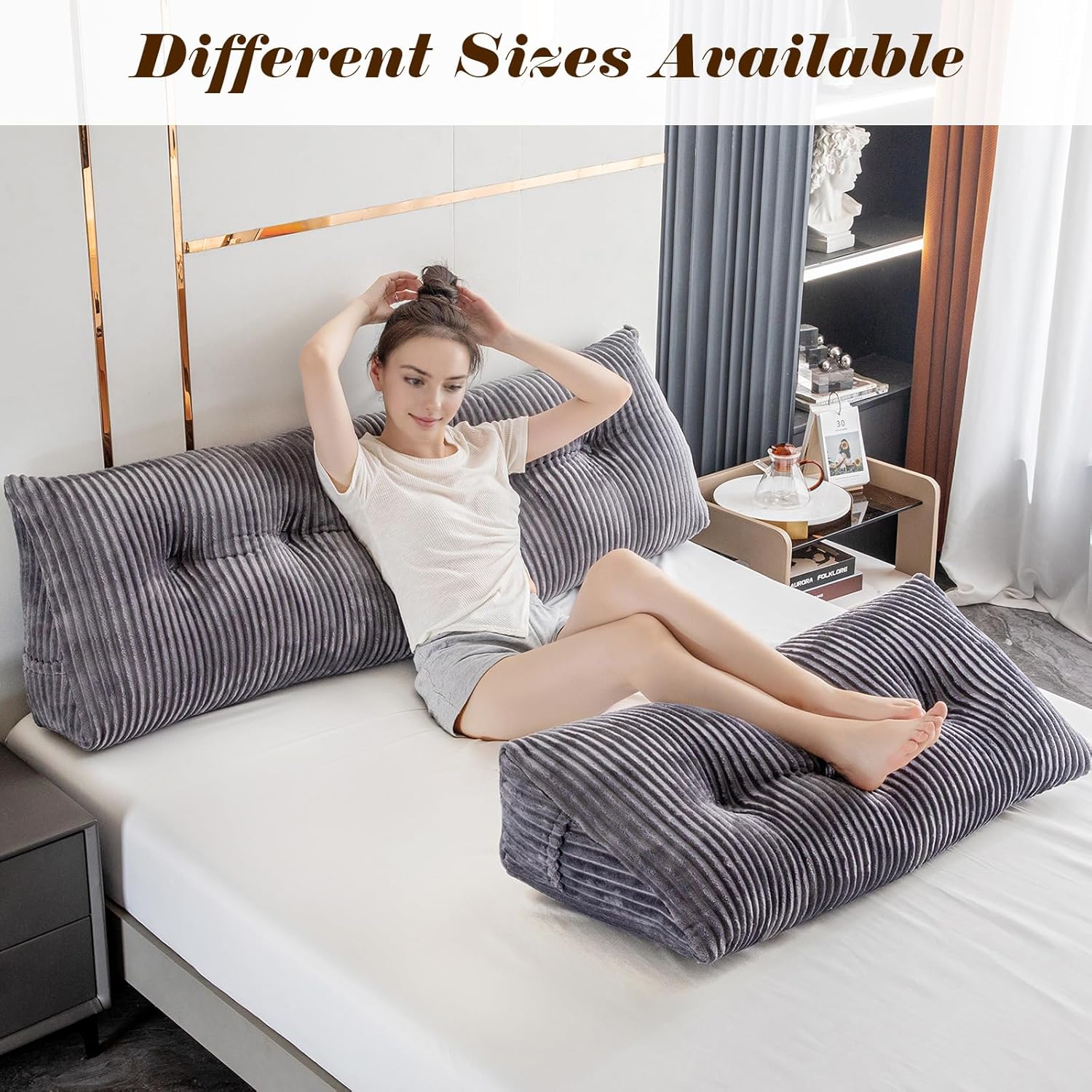 Activance Large Triangular Headboard Pillow with Removable Cover Grey