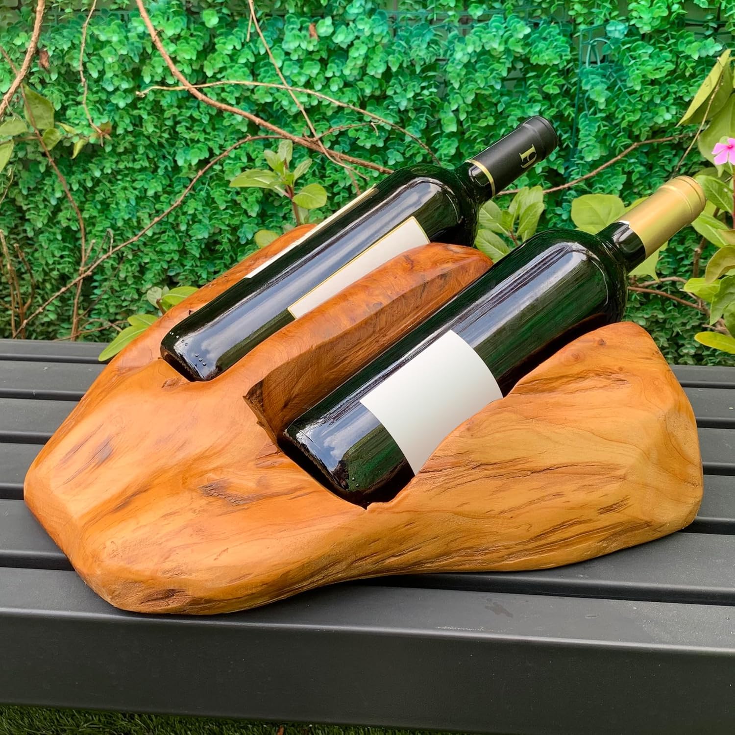 Brefhome 2 Bottles Natural Wooden Wine Rack