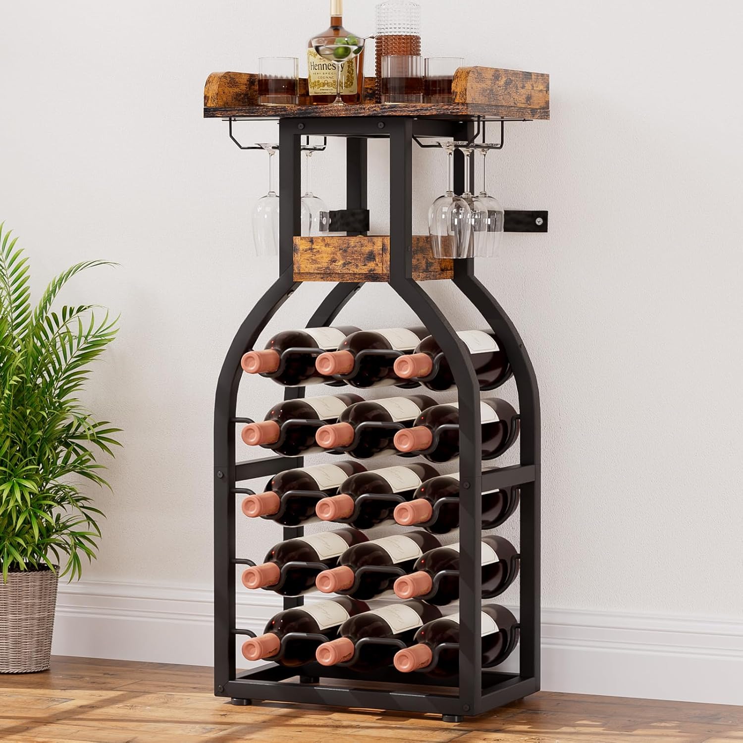 Vilaxing Freestanding Wine Rack 15 Bottle Storage