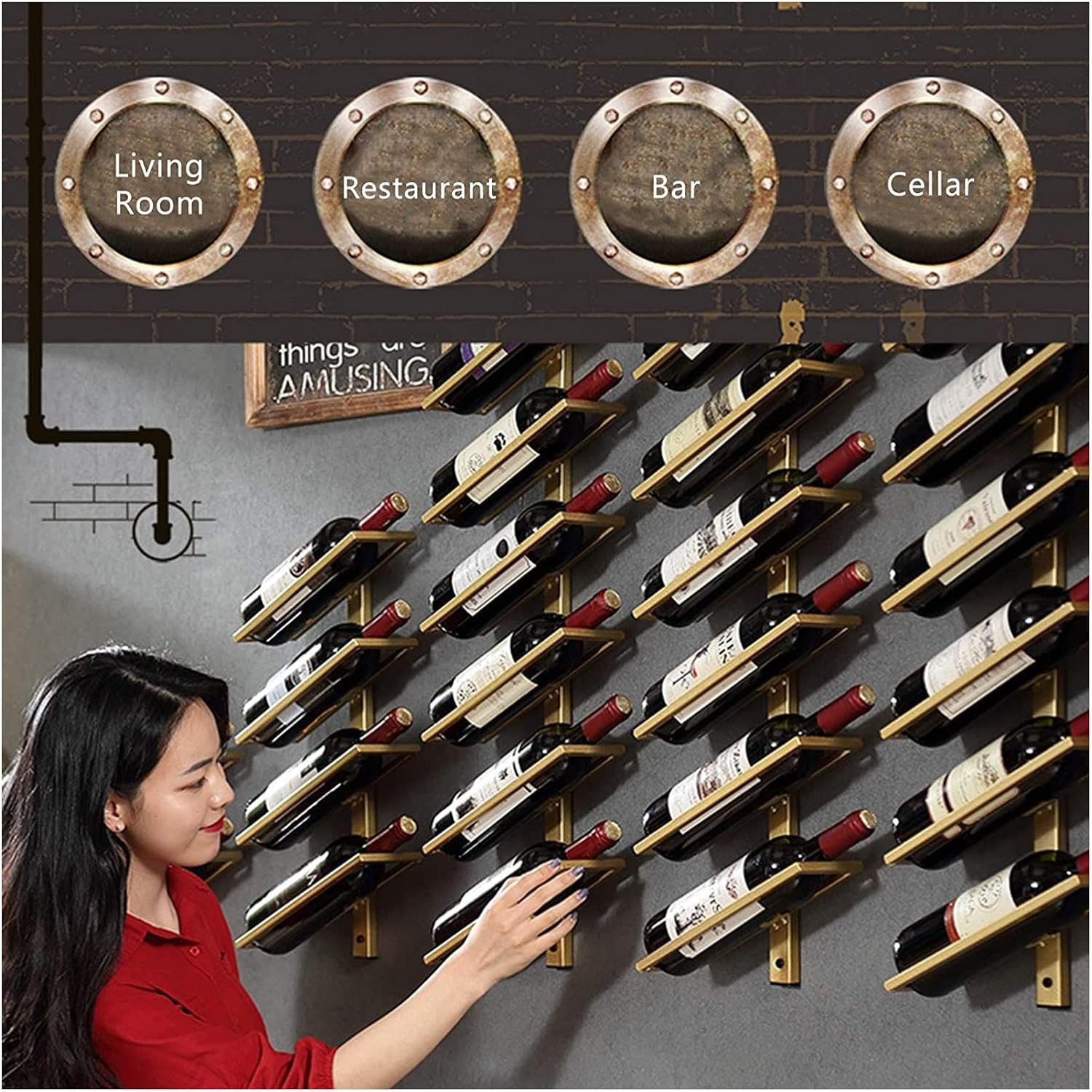 ALDEPO Wall-Mounted Wine Rack 4 Bottle Organizer