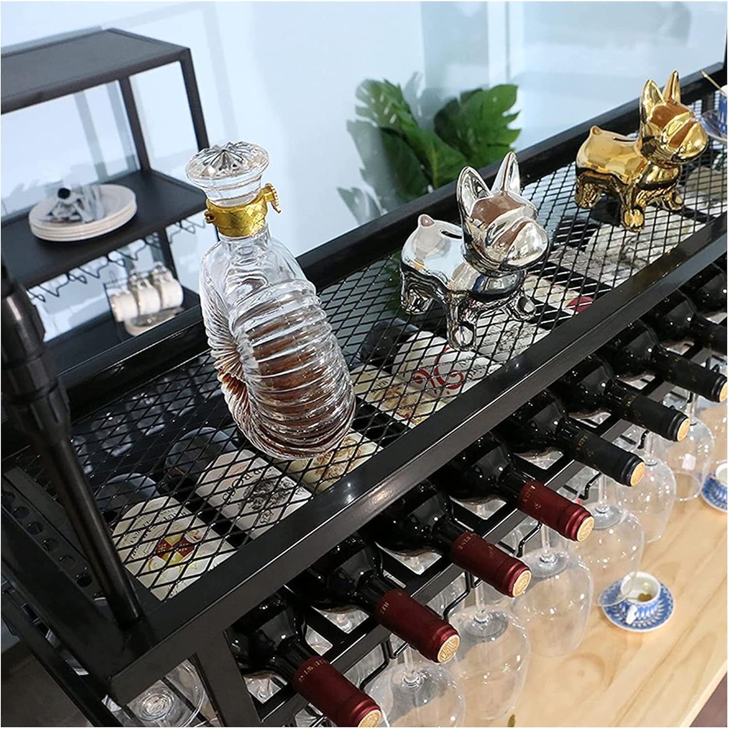 ALDEPO Wall-Mounted Wine Rack Durable Metal Ceiling Wine Holder