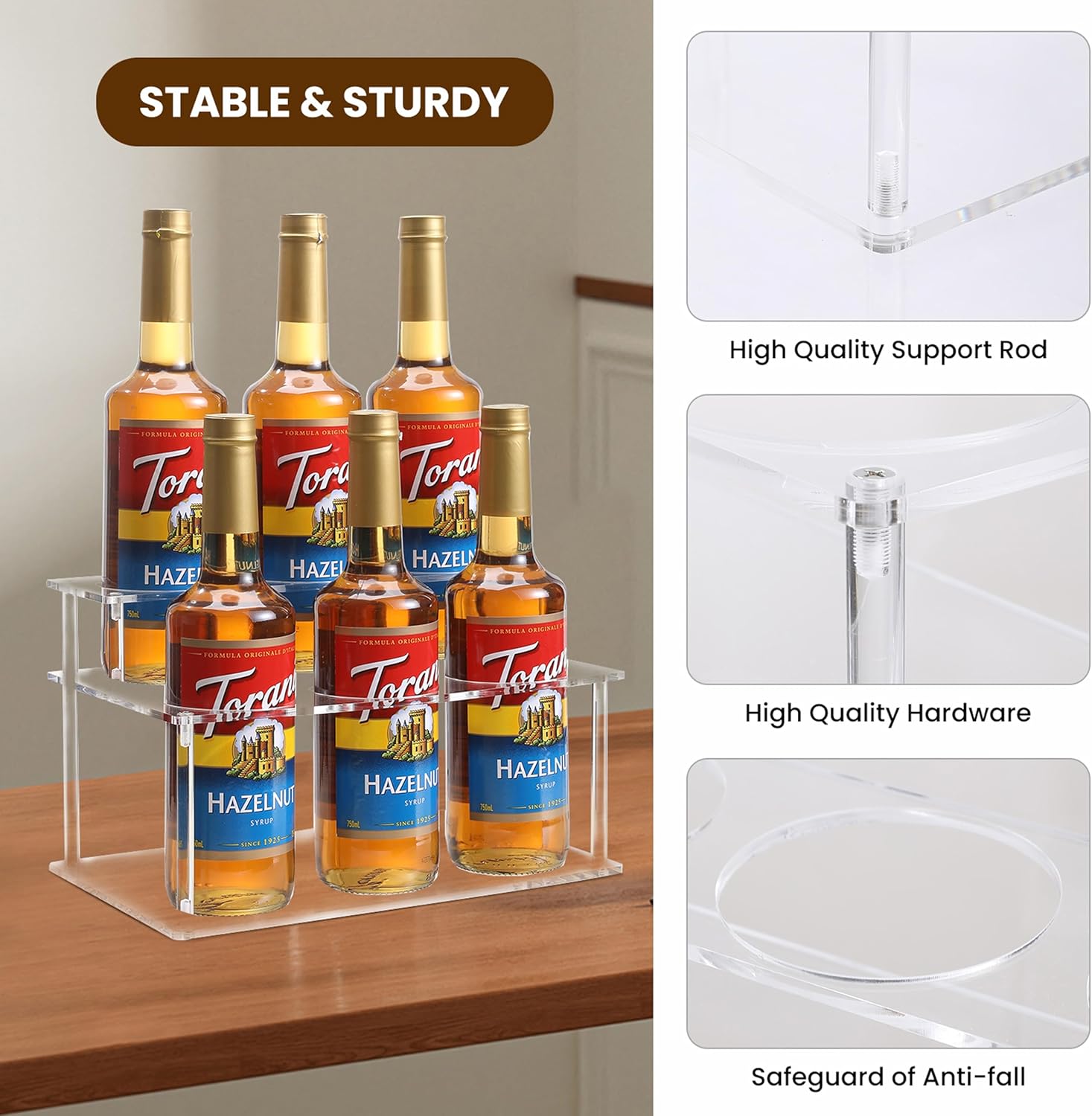 Baosia Acrylic Syrup Rack for 6 Bottles Coffee Bar Organizer