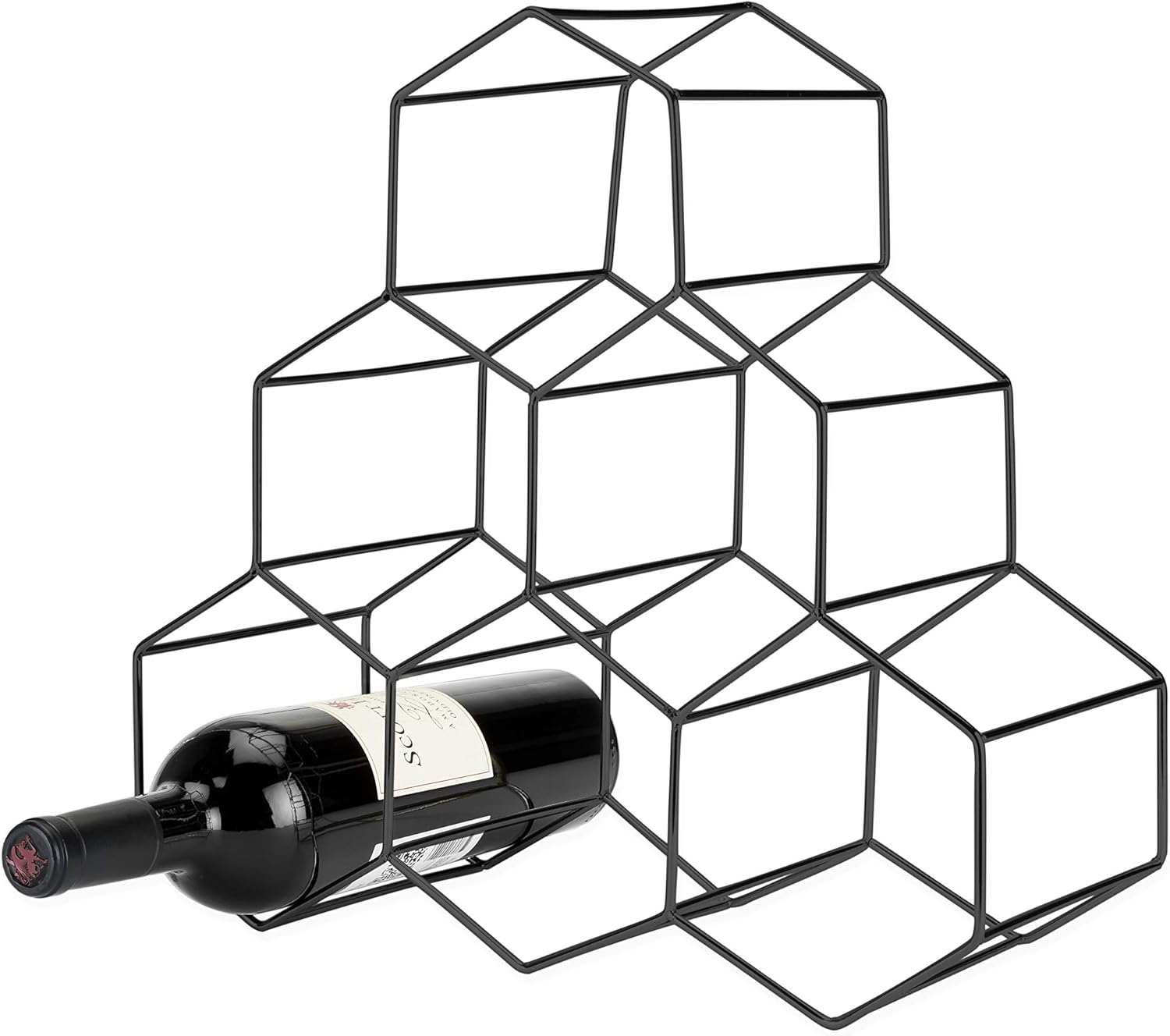 Viski Geo Countertop Wine Rack - 6 Bottle Capacity Gunmetal Black