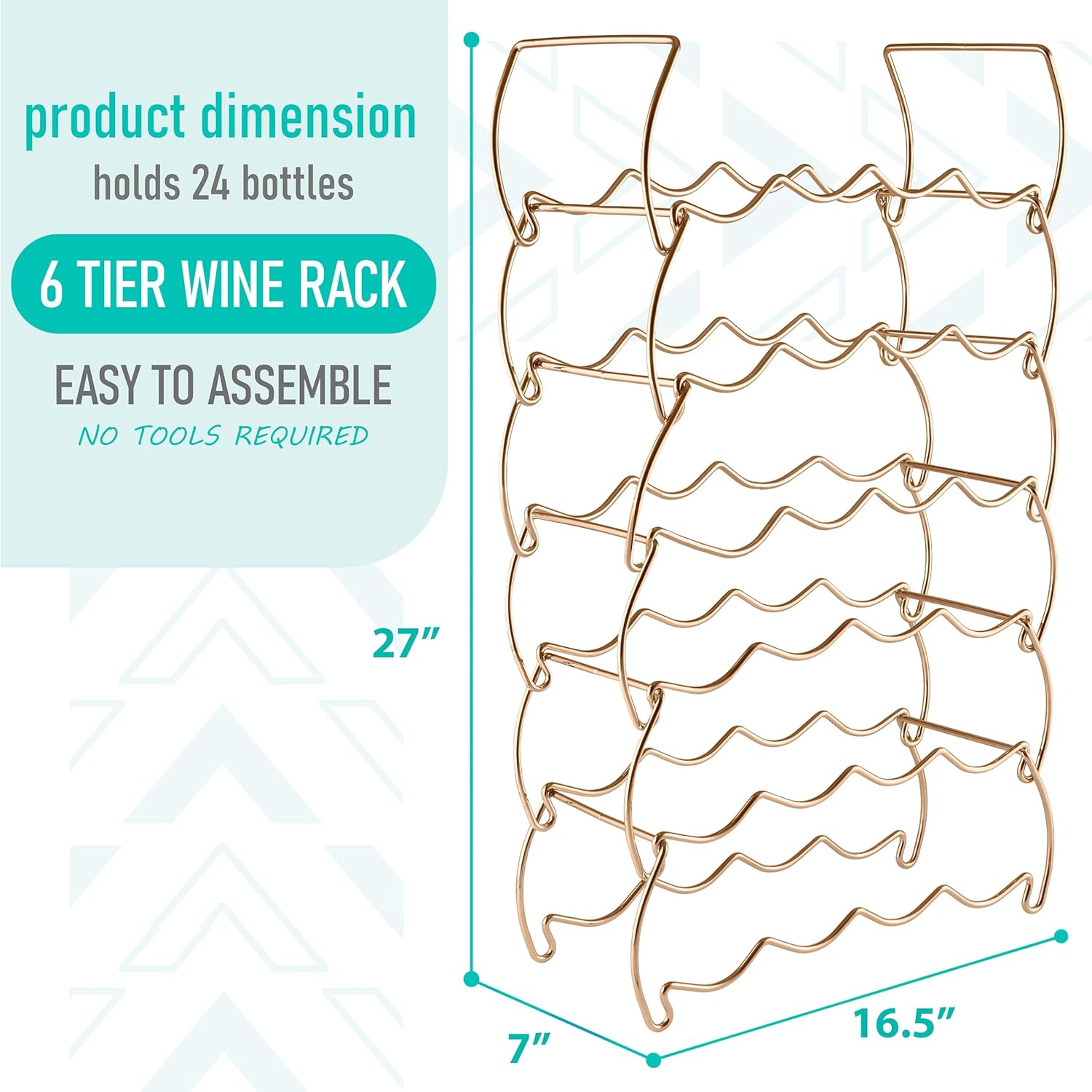 Sorbus 6-Tier Copper Wine Rack - 24 Bottle Storage