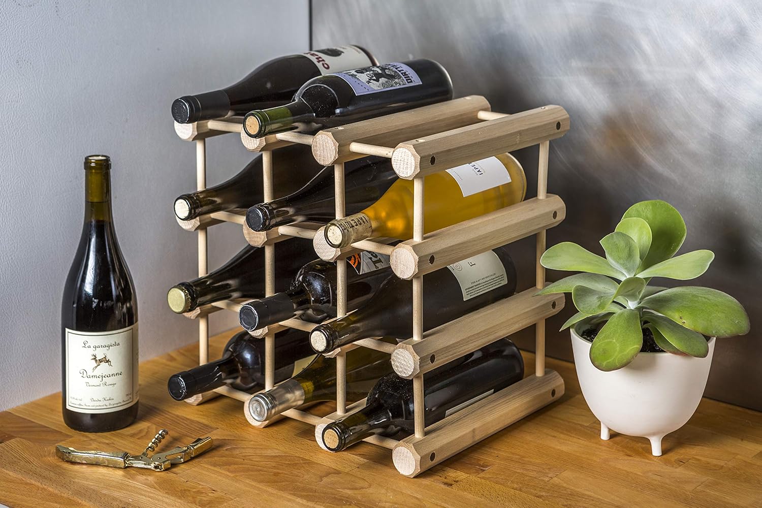 JK Adams 40 Bottle Ash Wood Wine Rack with Natural Pins 1