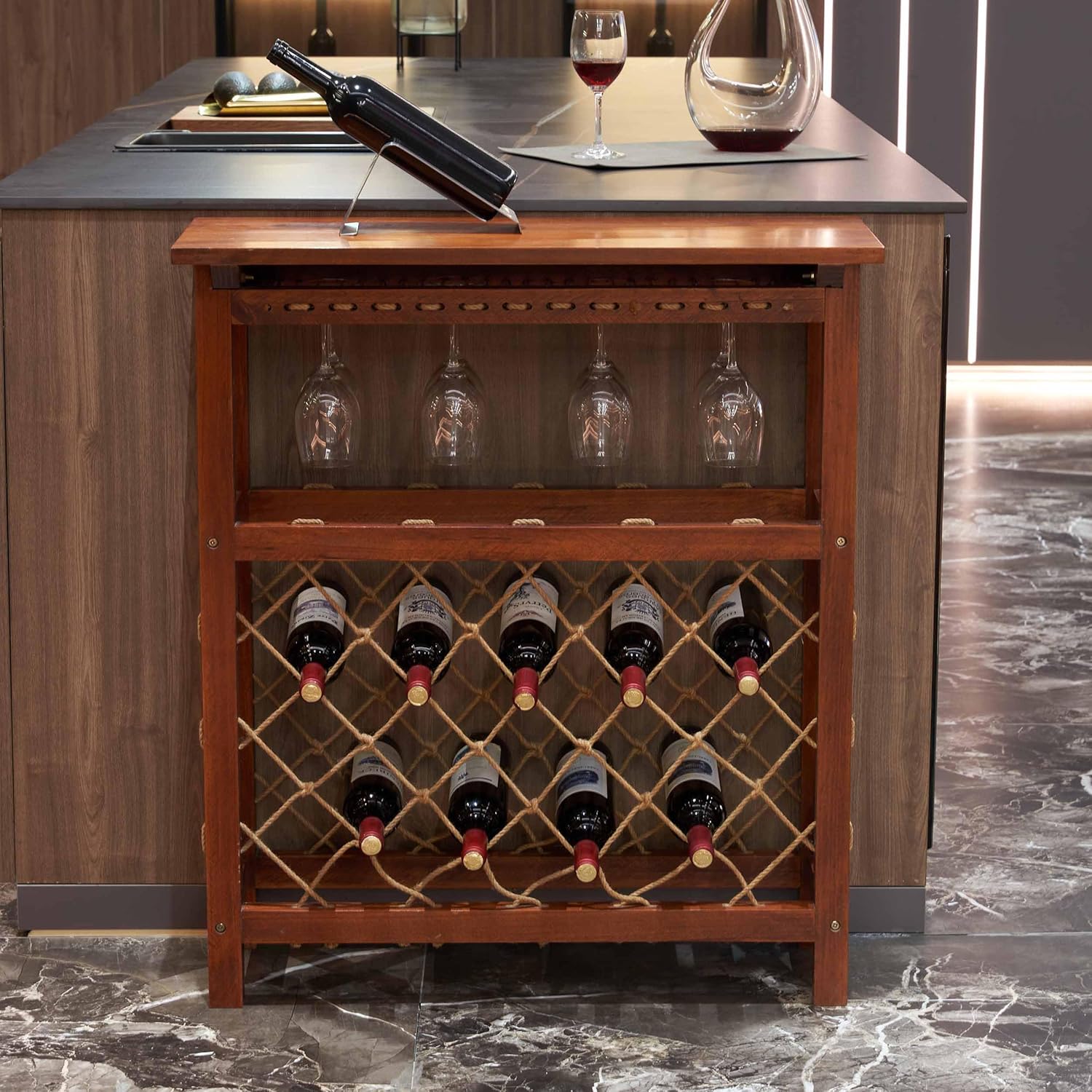 Rpuzonier Freestanding Wine Rack with Glass Holder