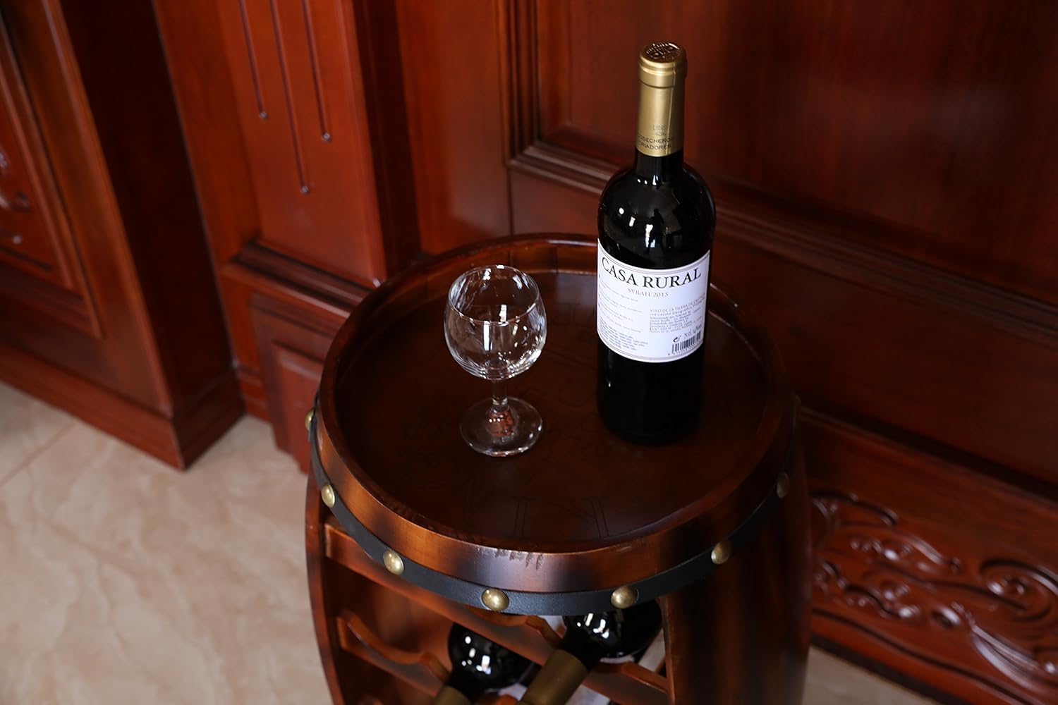 Vintiquewise Wooden Barrel Shaped 14 Bottle Wine Rack