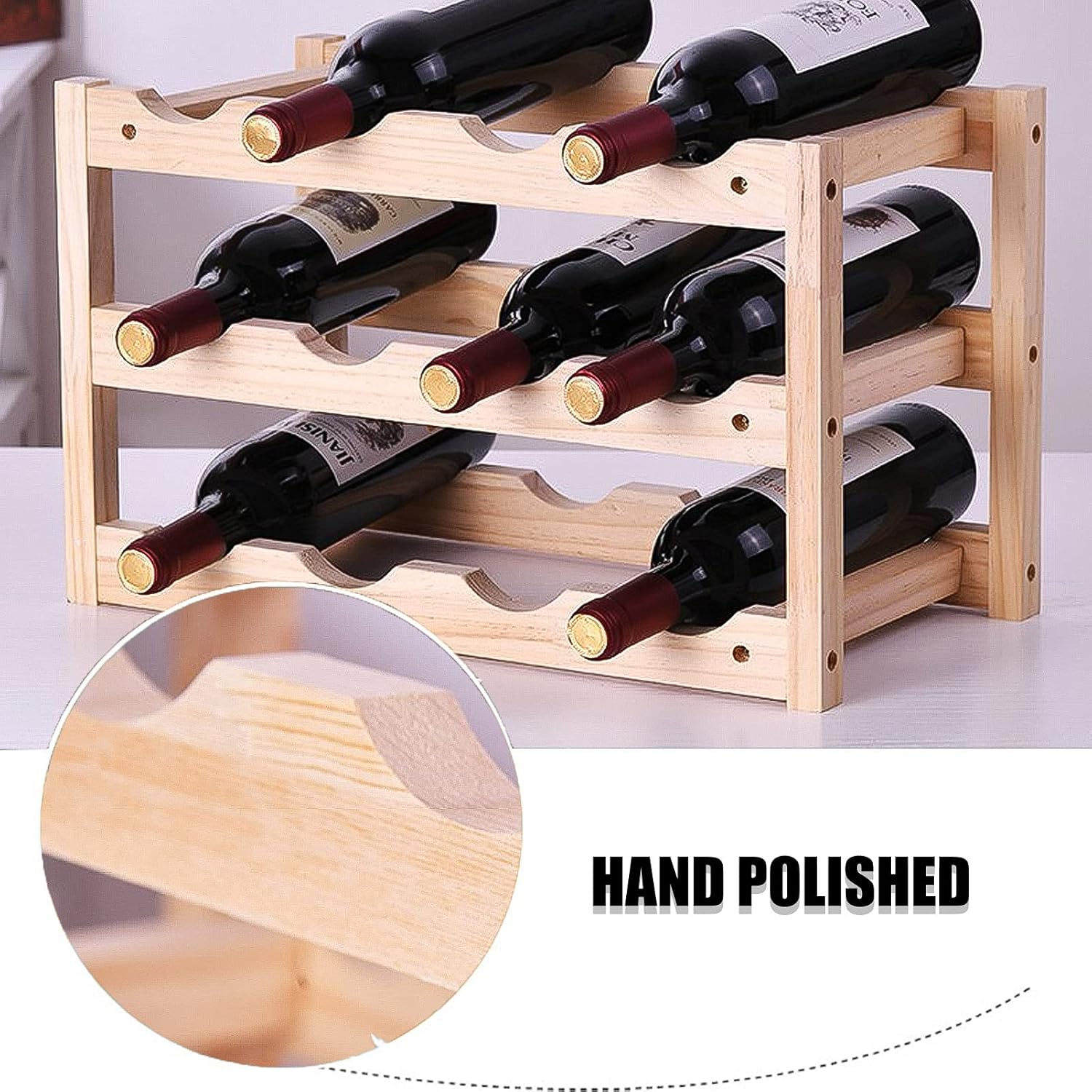 SYCARPET 3 Layer Wine Rack with 12 Bottles Storage