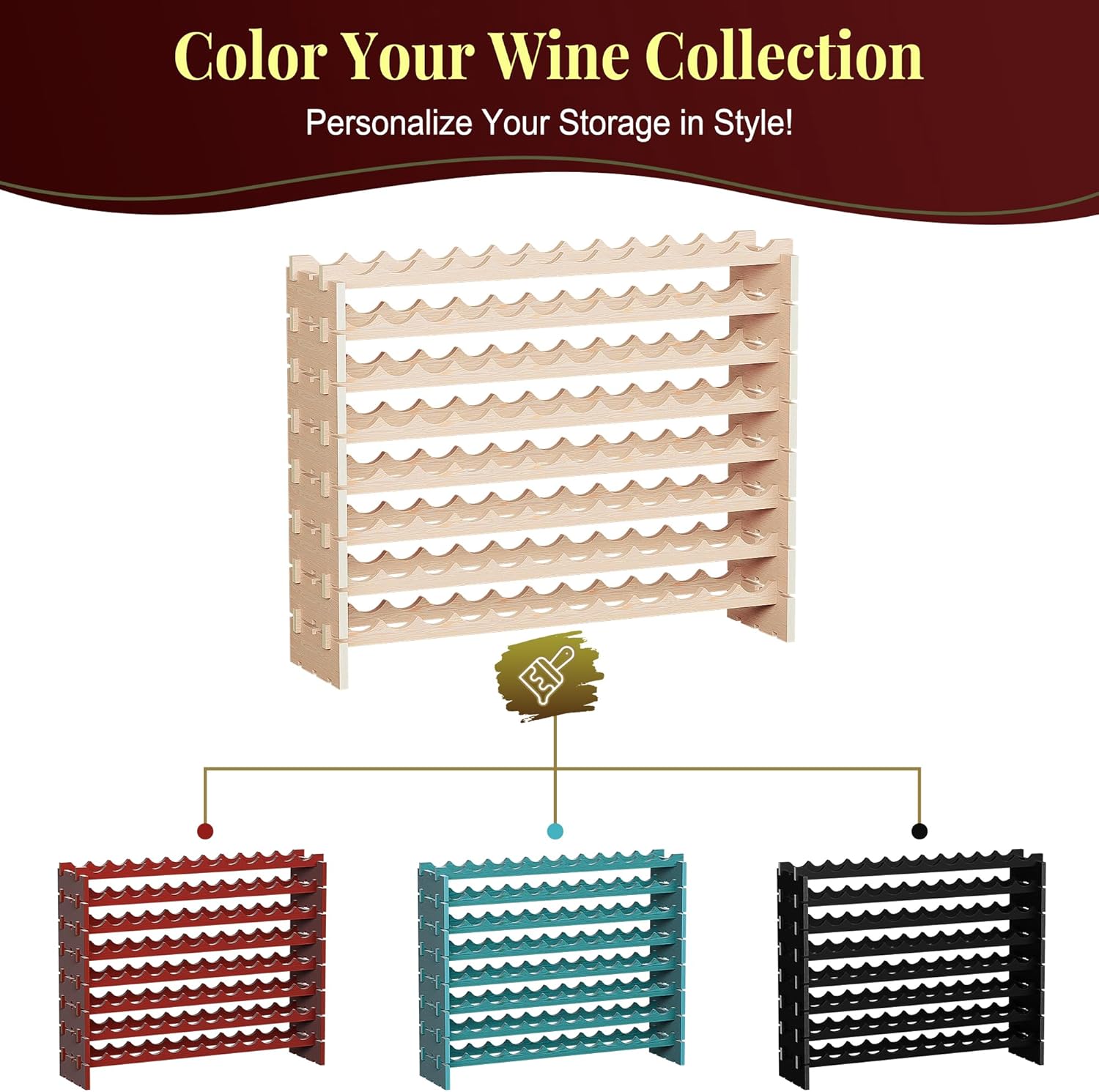LEMY 8-Tier Freestanding Wine Rack 96 Bottles