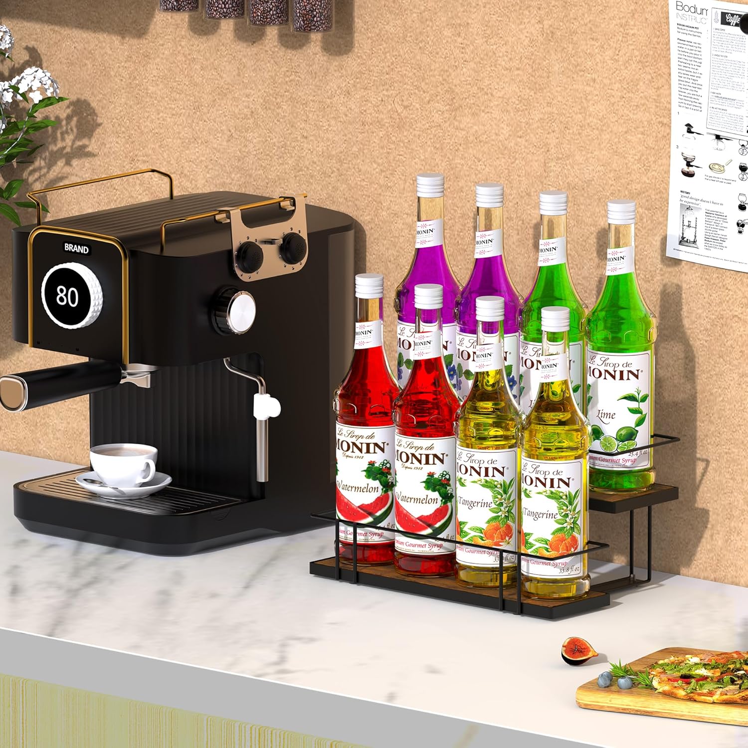Alyoen 8-Bottle Coffee Syrup Rack Organizer