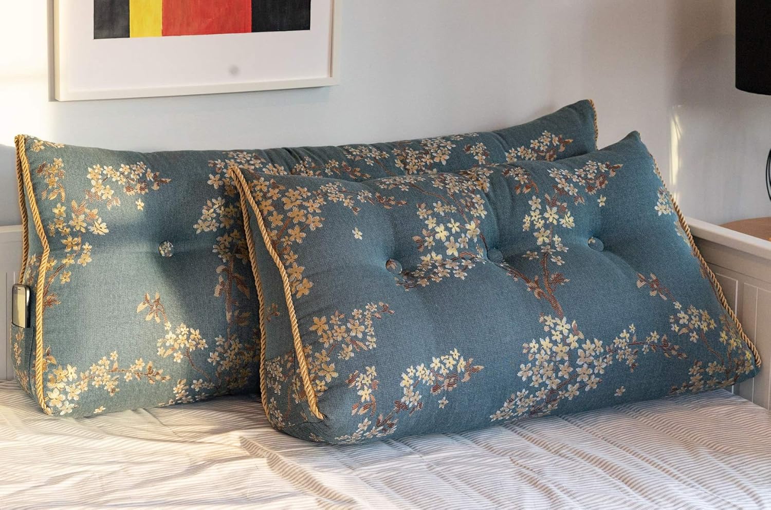 WOWMAX Wedge Pillow Headboard Lake Blue