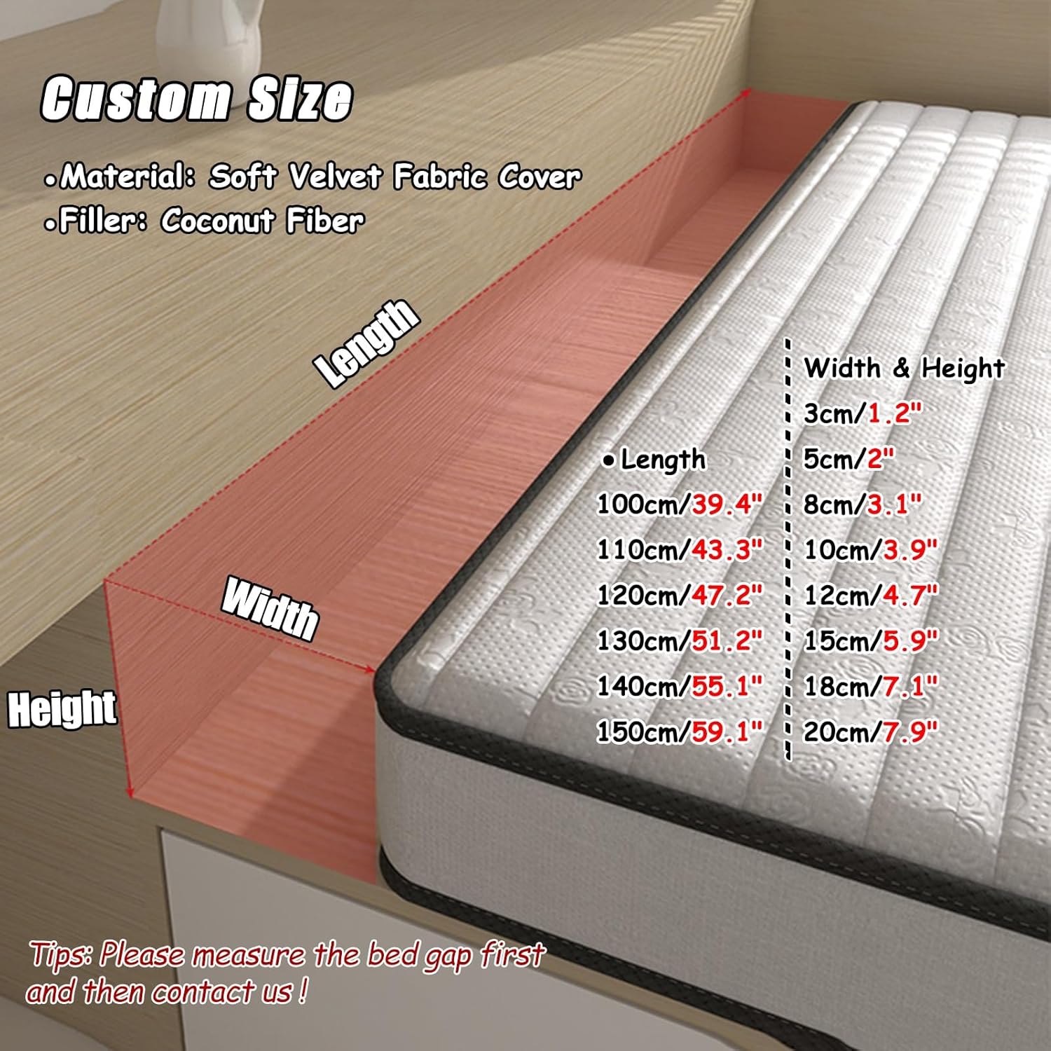 NEVKA Full Size Headboard Gap Filler Pillow