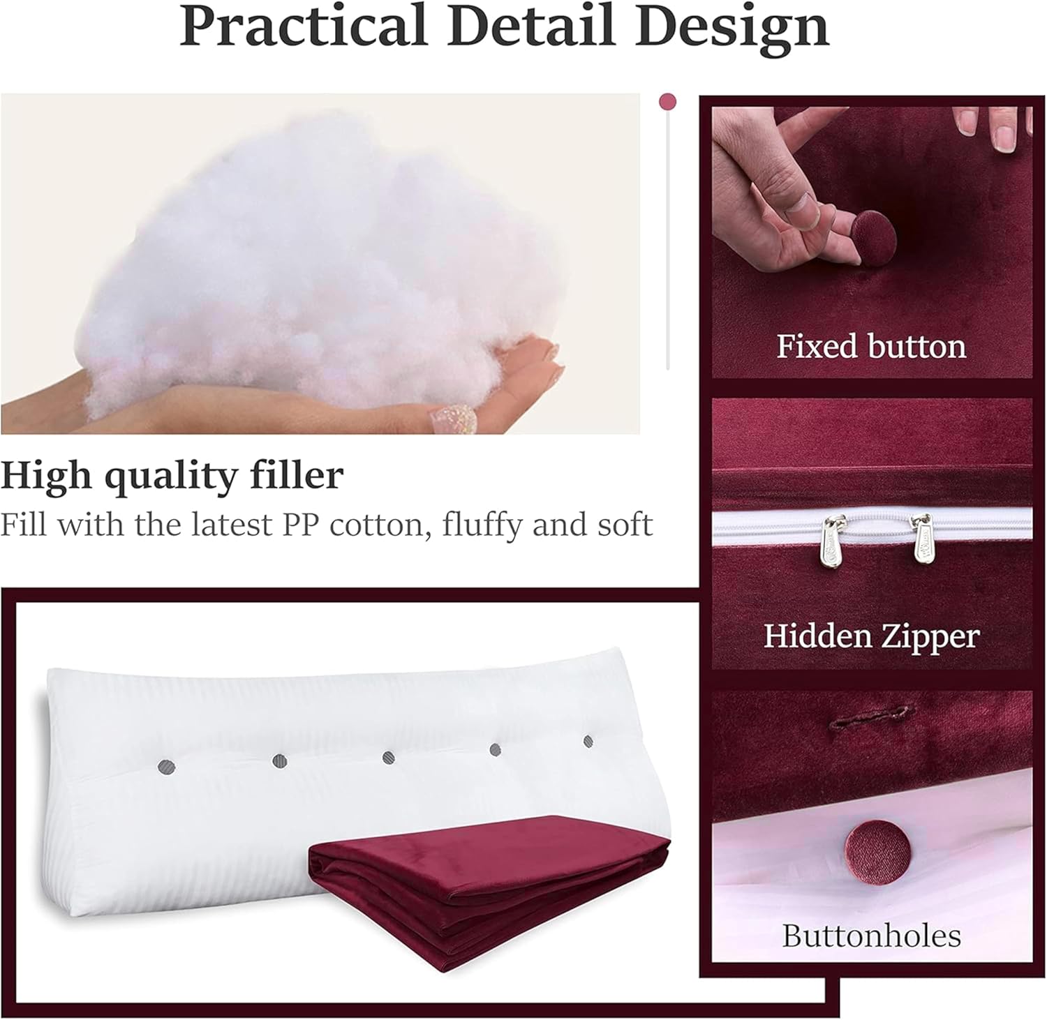 YXCSELL Bed Wedge Pillow with Removable Cover