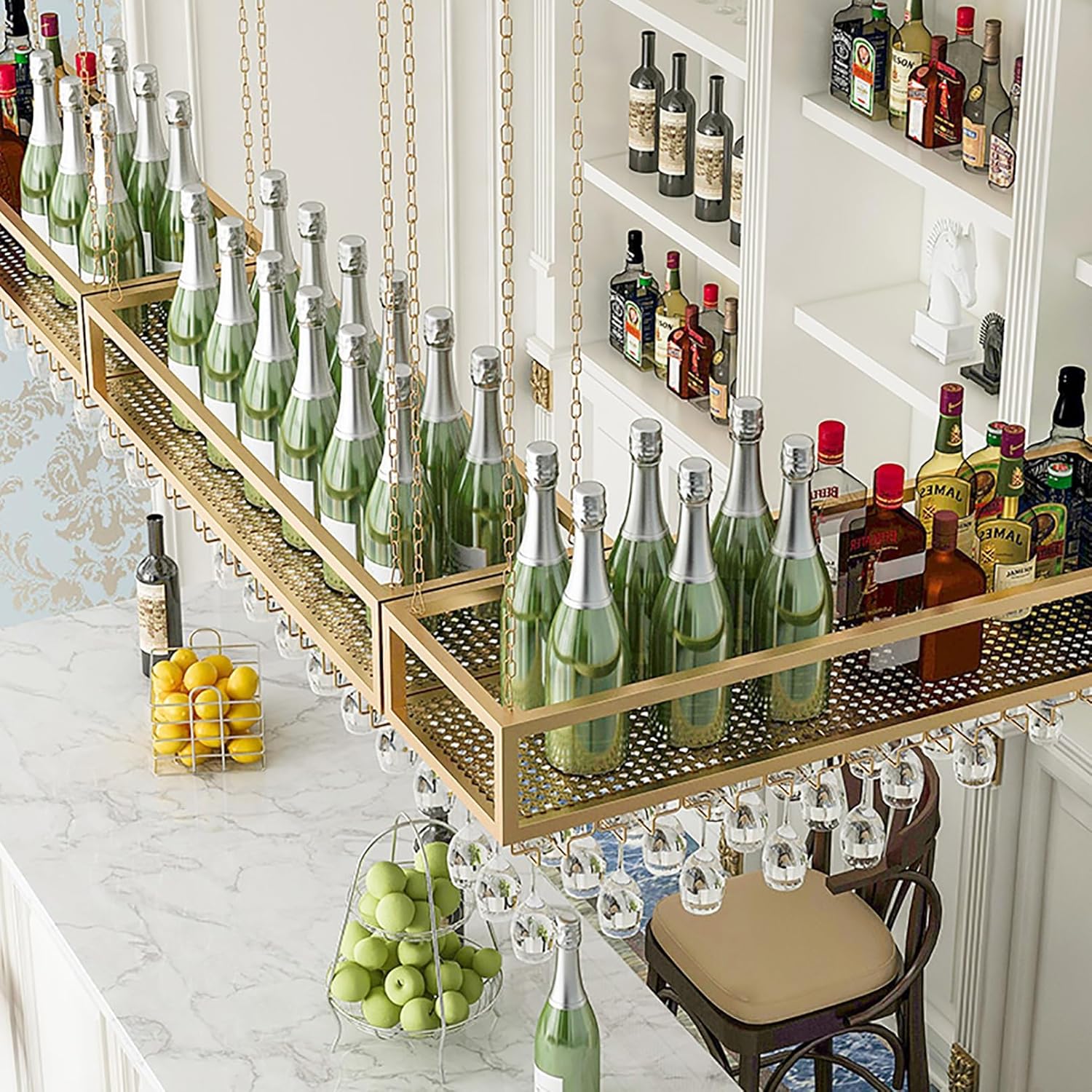 Ceiling Wine Glass Rack with Adjustable Height 1