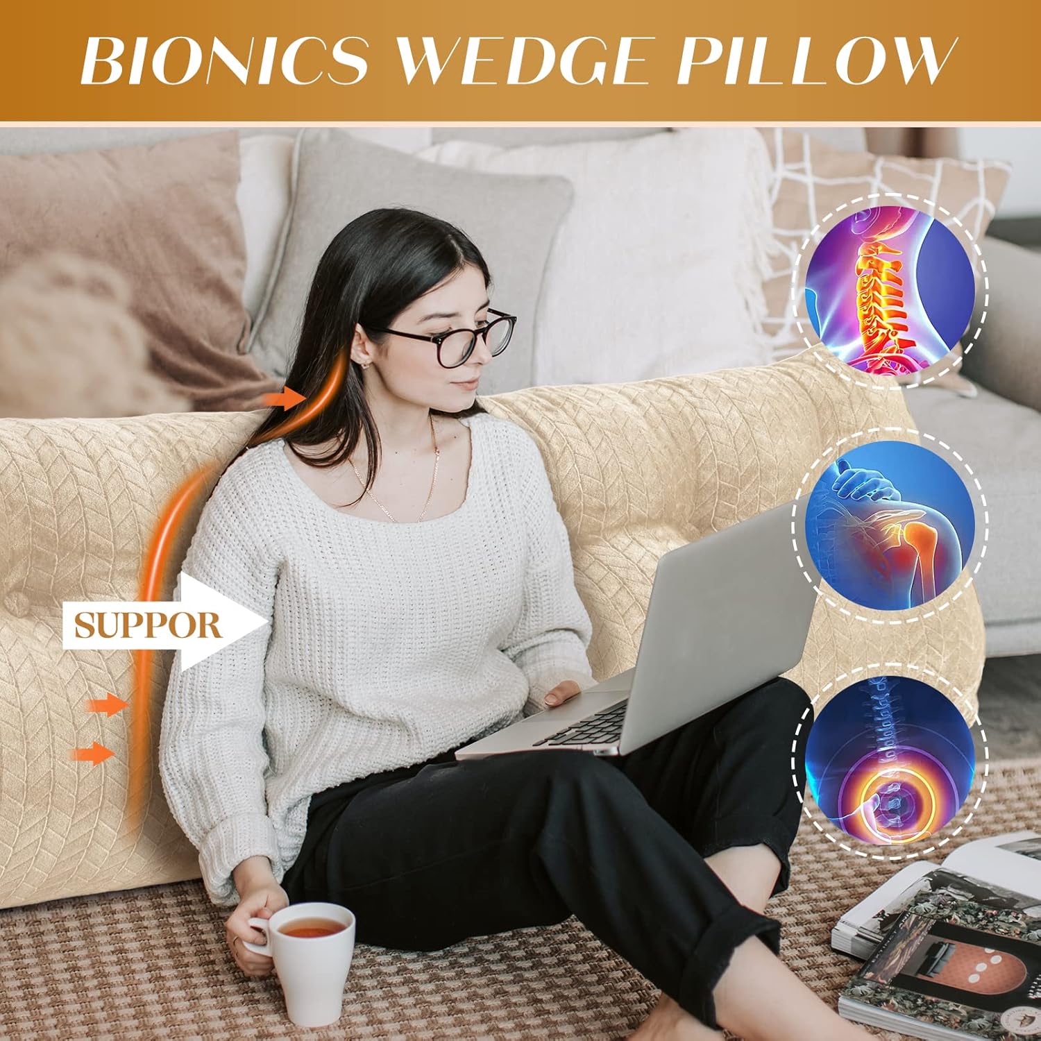 TerriTrophy Triangular Wedge Headboard Pillow