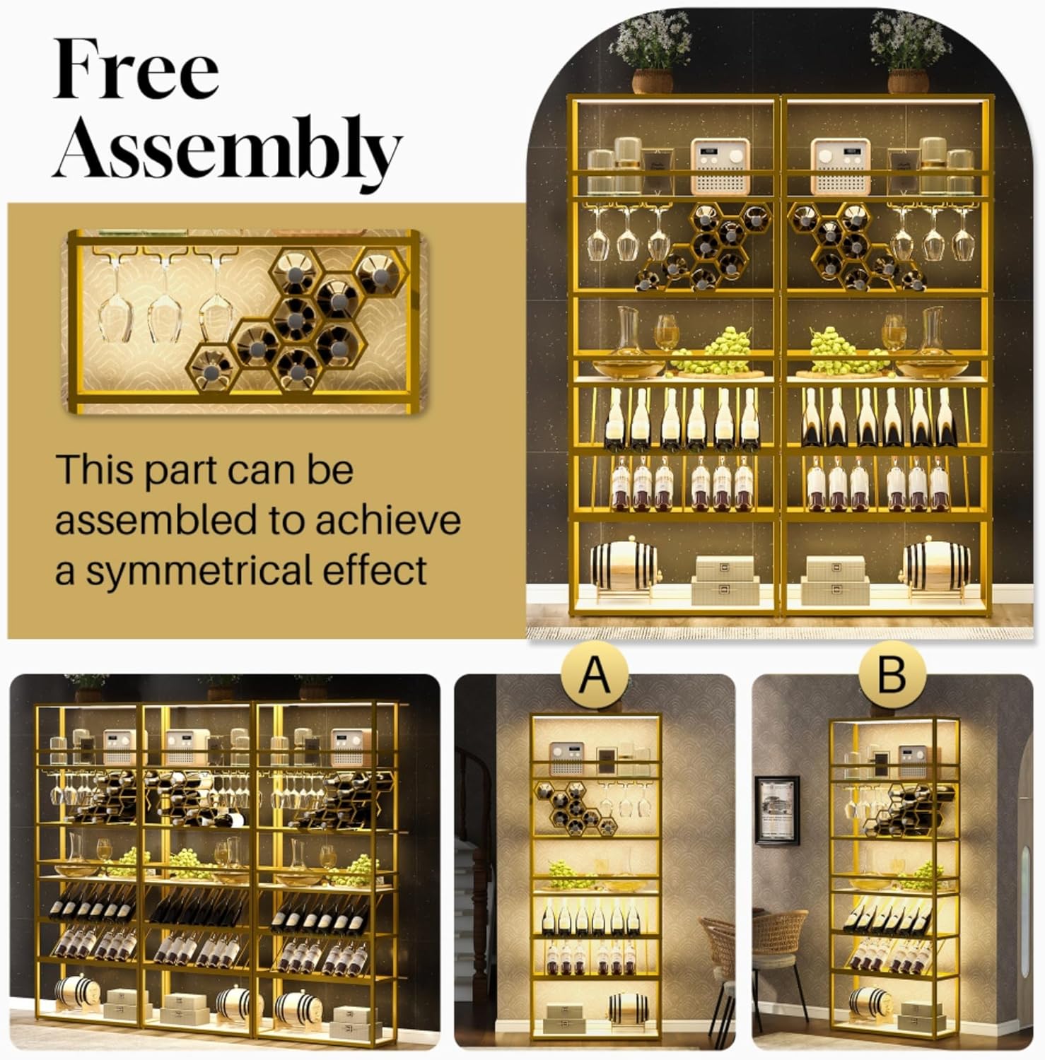 AiStarlink 7-Layer Wine Rack with LED Light and Glass Display 1