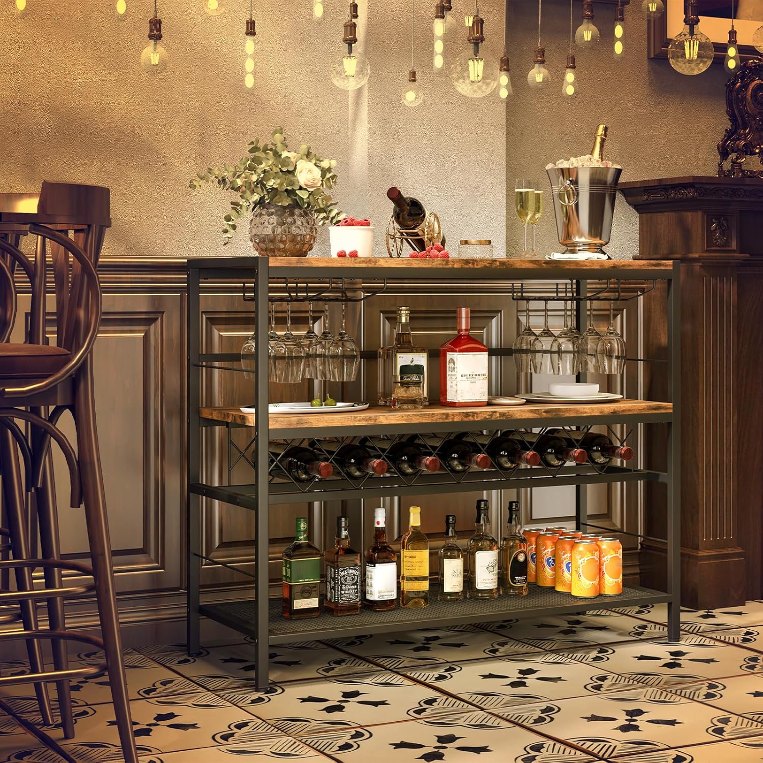 COSTWAY 41 Inch Freestanding Wine Rack Table