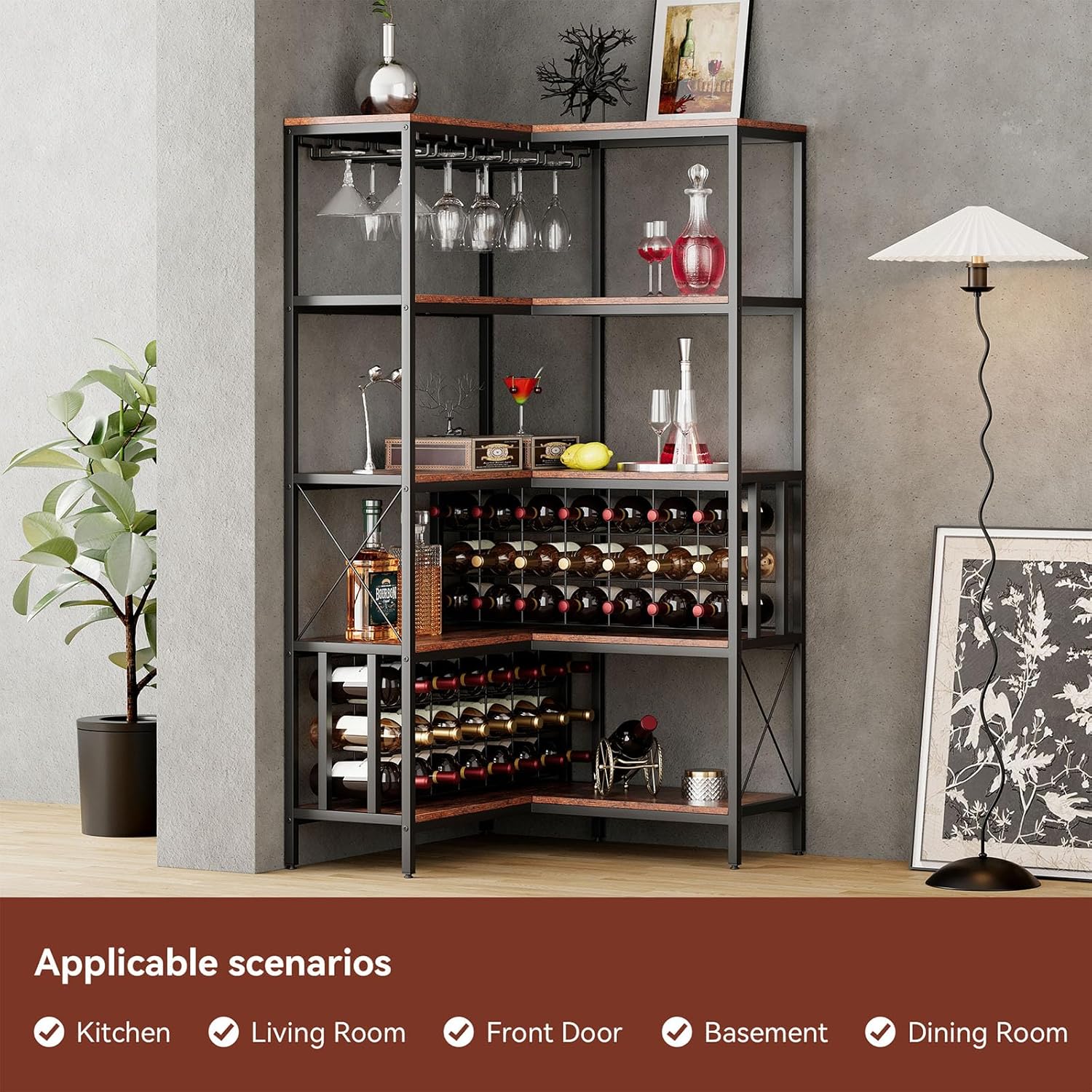 Industrial Corner Wine Rack with 20 Bottle Capacity