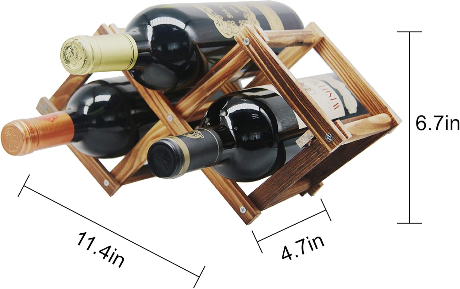 Foldable Wooden Wine Bottle Holder for 3 Bottles