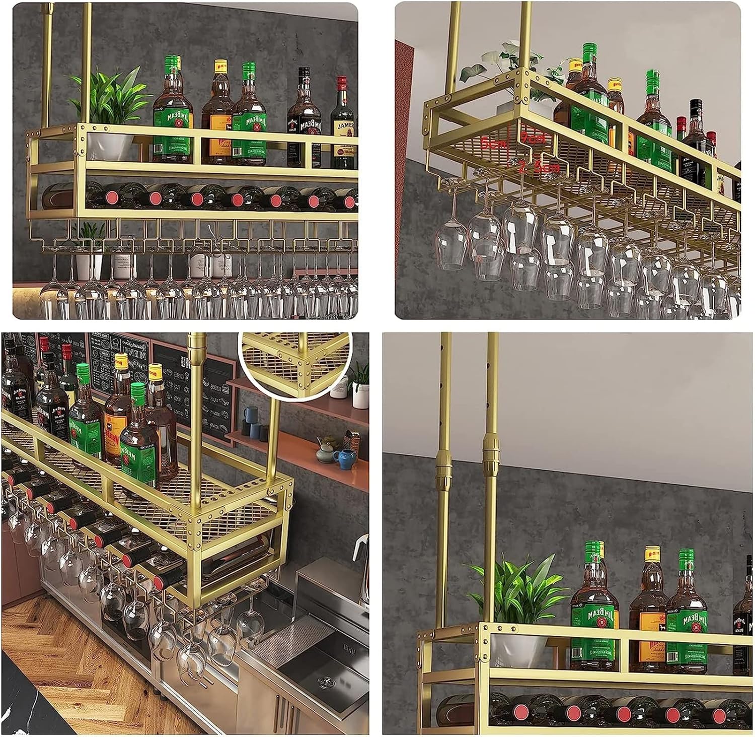 Height Adjustable 2-Layer Wall Wine Rack