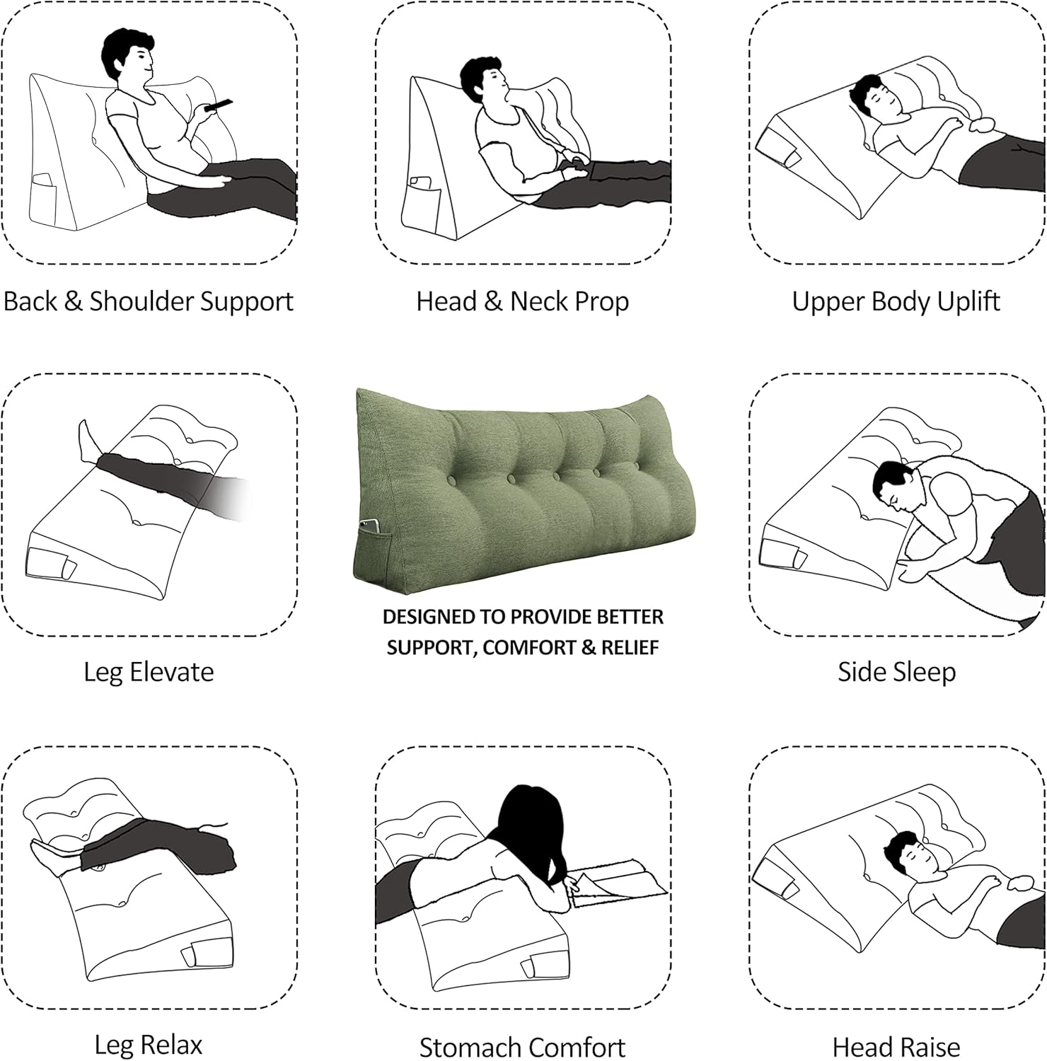 YXCSELL Wedge Pillow for Bed Reading and Sleep Support