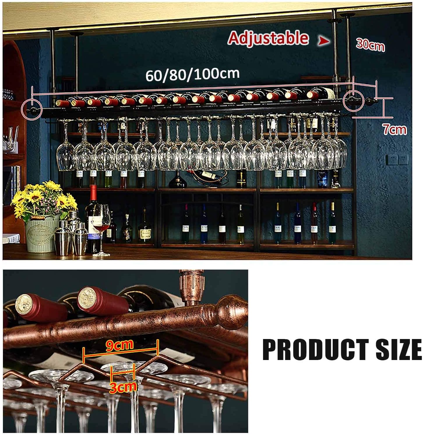 Wall-Mounted Wine Rack with Adjustable Height and Size 1