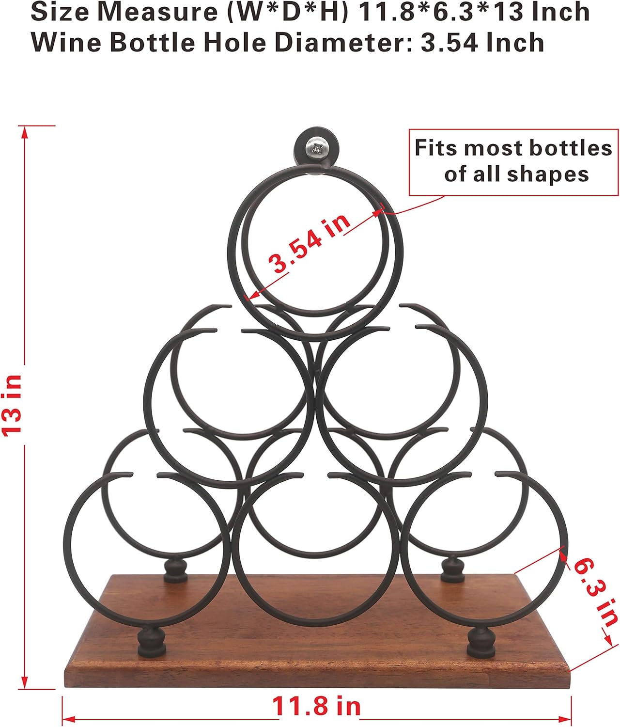 ALLCENER 6-Bottle Countertop Wine Rack with Copper Wood