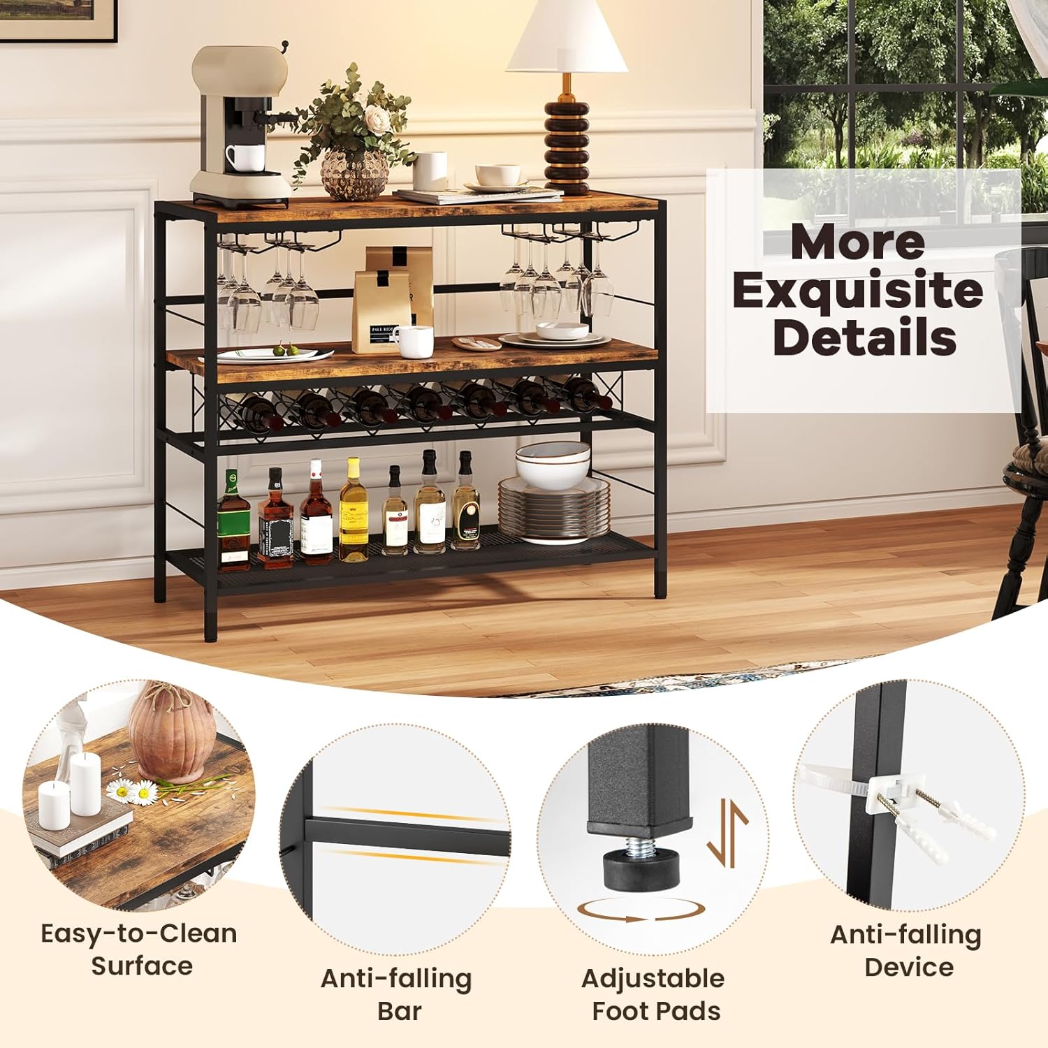COSTWAY 41 Inch Freestanding Wine Rack Table
