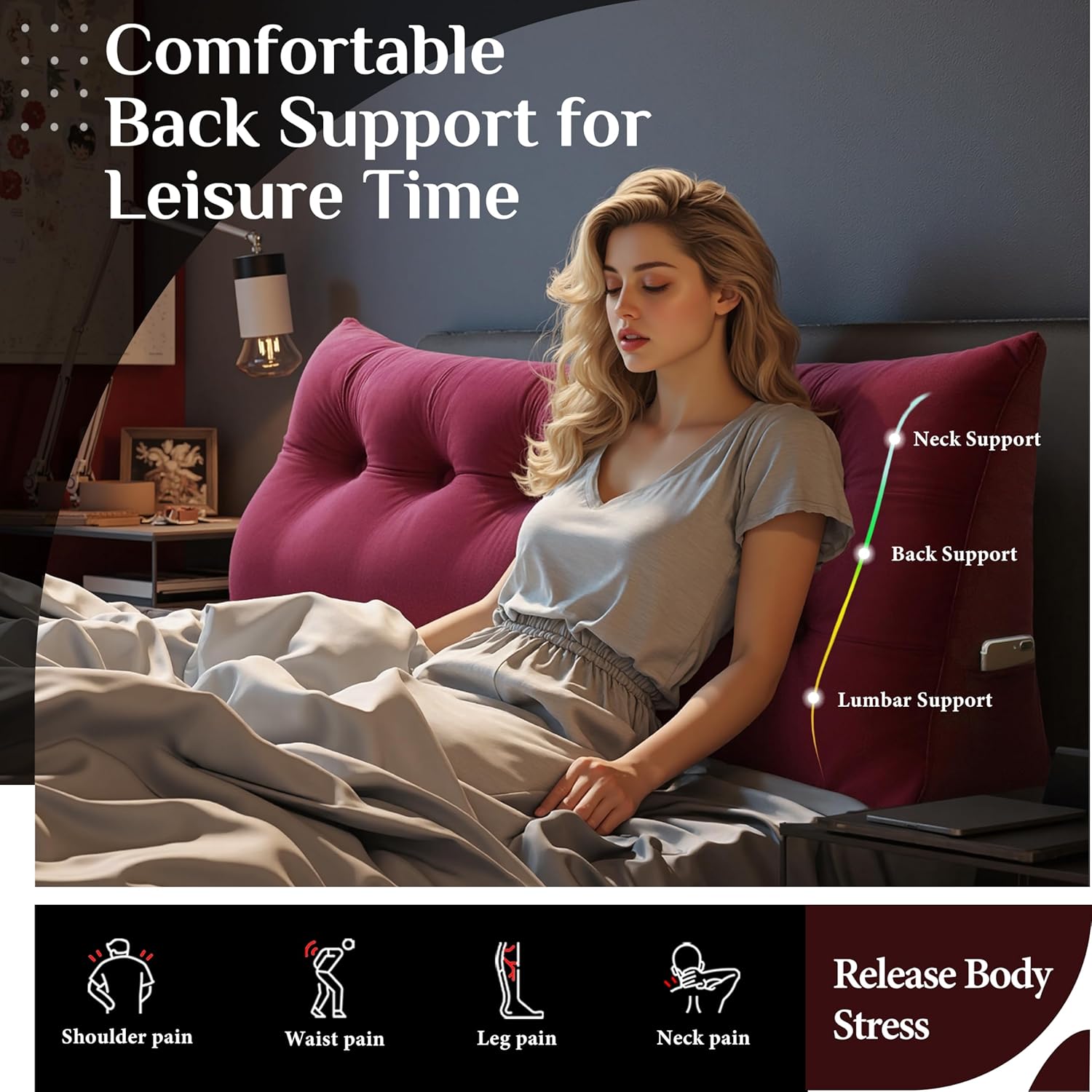YXCSELL Bed Wedge Pillow with Removable Cover